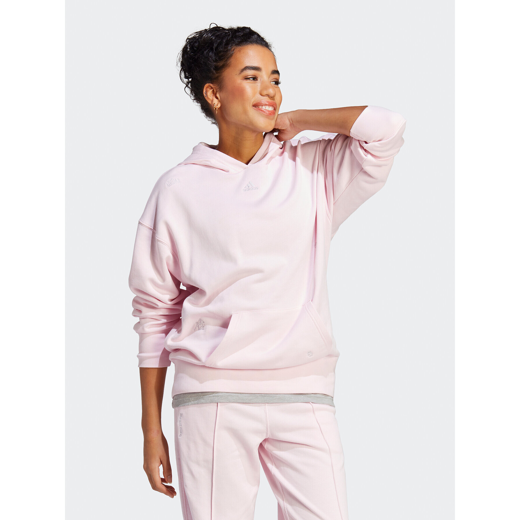 adidas Jopa Relaxed Hoodie with Healing Crystals-Inspired Graphics IC0804 Roza Loose Fit - Pepit.si