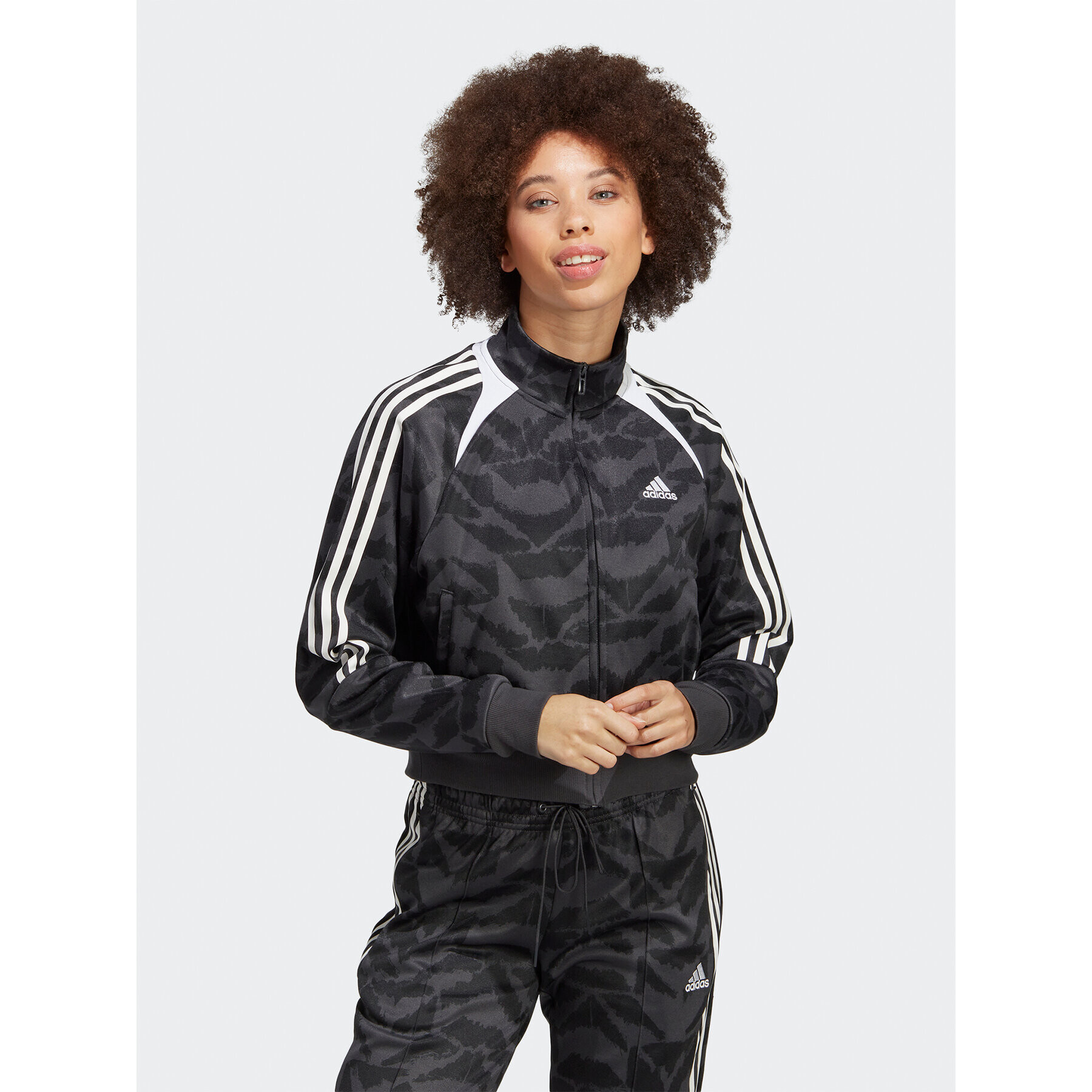 adidas Jopa Tiro Suit Up Lifestyle Track Top IC6649 Siva Loose Fit - Pepit.si