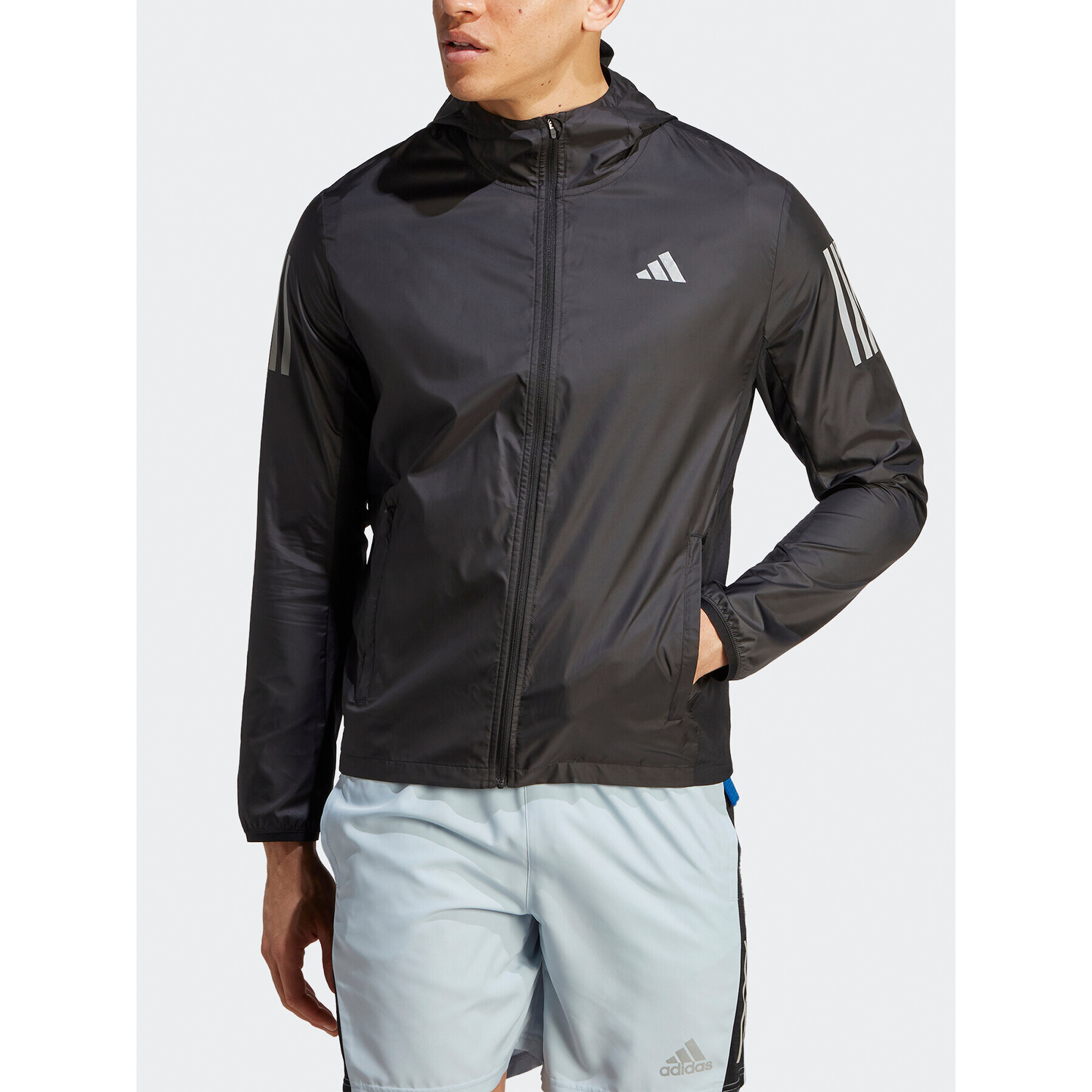 adidas Tekaška jakna Own the Run HZ4523 Črna Slim Fit - Pepit.si