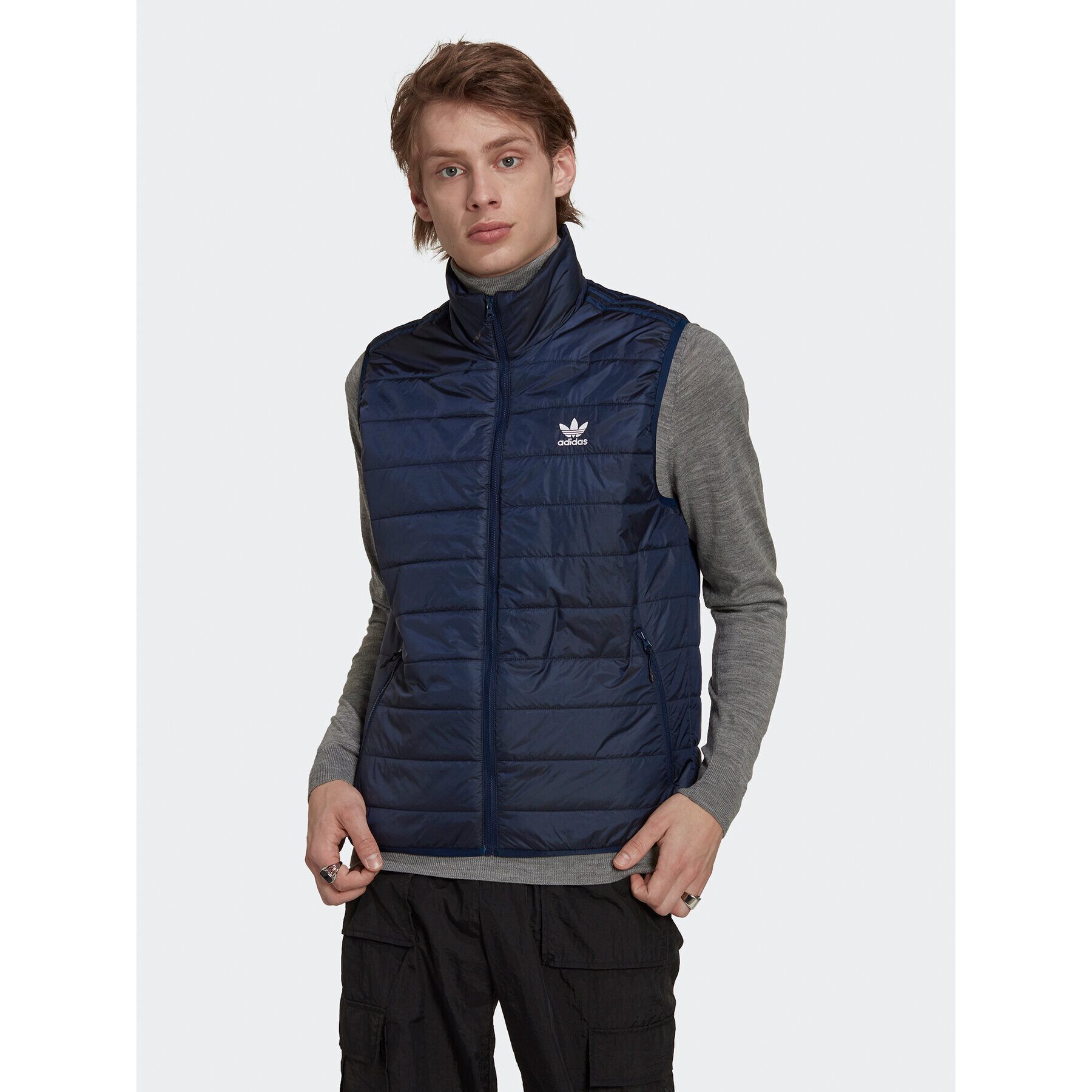 adidas Telovnik Padded Stand Collar Puffer Vest HL9216 Modra Regular Fit - Pepit.si