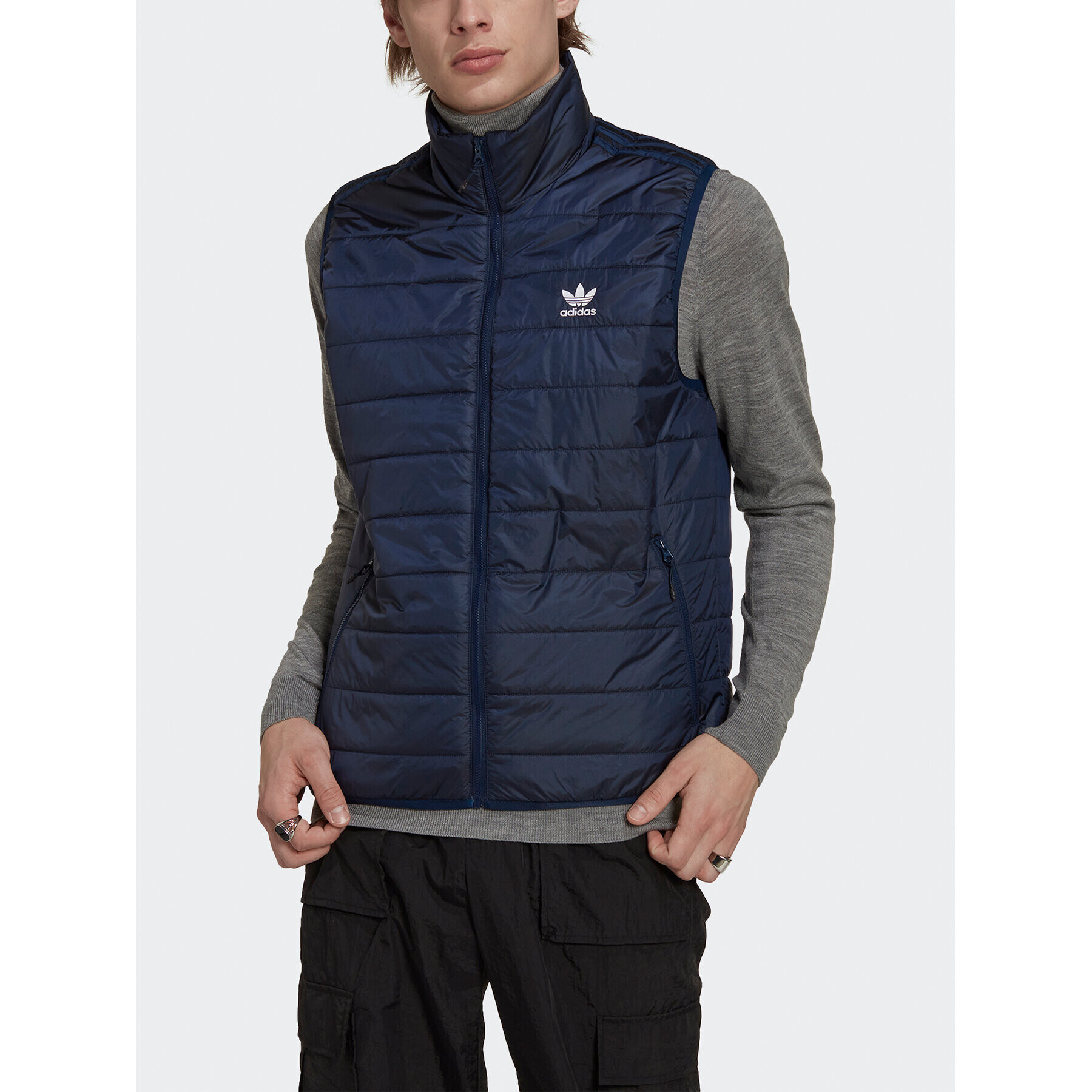 adidas Telovnik Padded Stand Collar Puffer Vest HL9216 Modra Regular Fit - Pepit.si