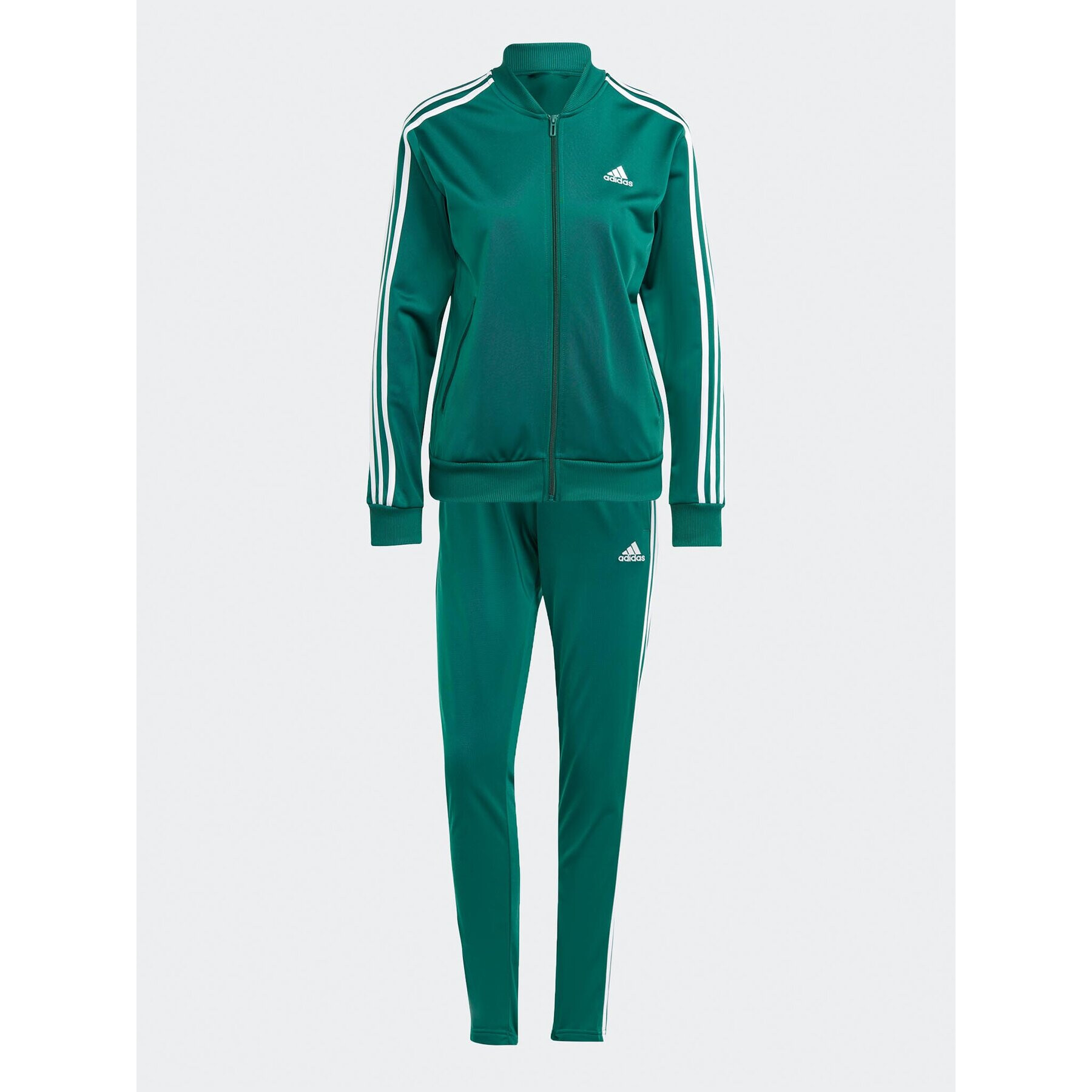 adidas Trenirka Essentials 3-Stripes IJ8785 Zelena Slim Fit - Pepit.si