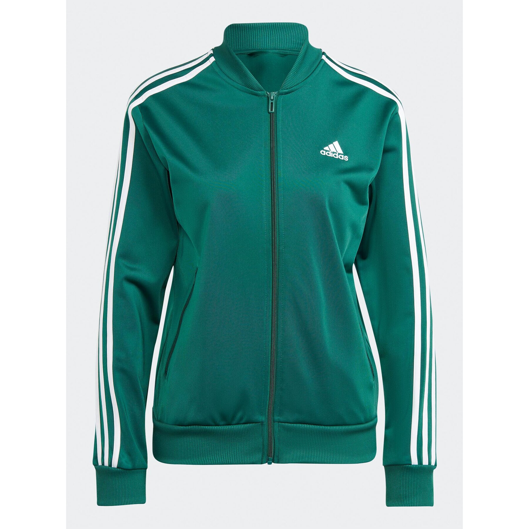 adidas Trenirka Essentials 3-Stripes IJ8785 Zelena Slim Fit - Pepit.si