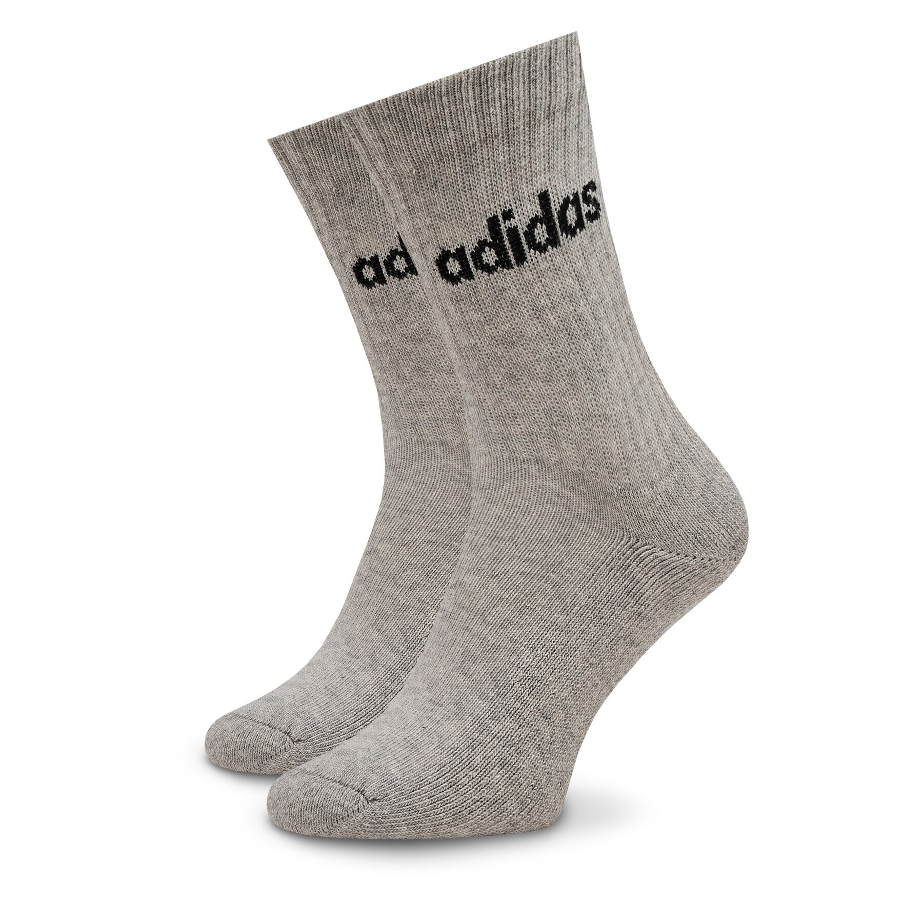 adidas Visoke nogavice Unisex Linear Crew Cushioned Socks 3 Pairs IC1302 Siva - Pepit.si