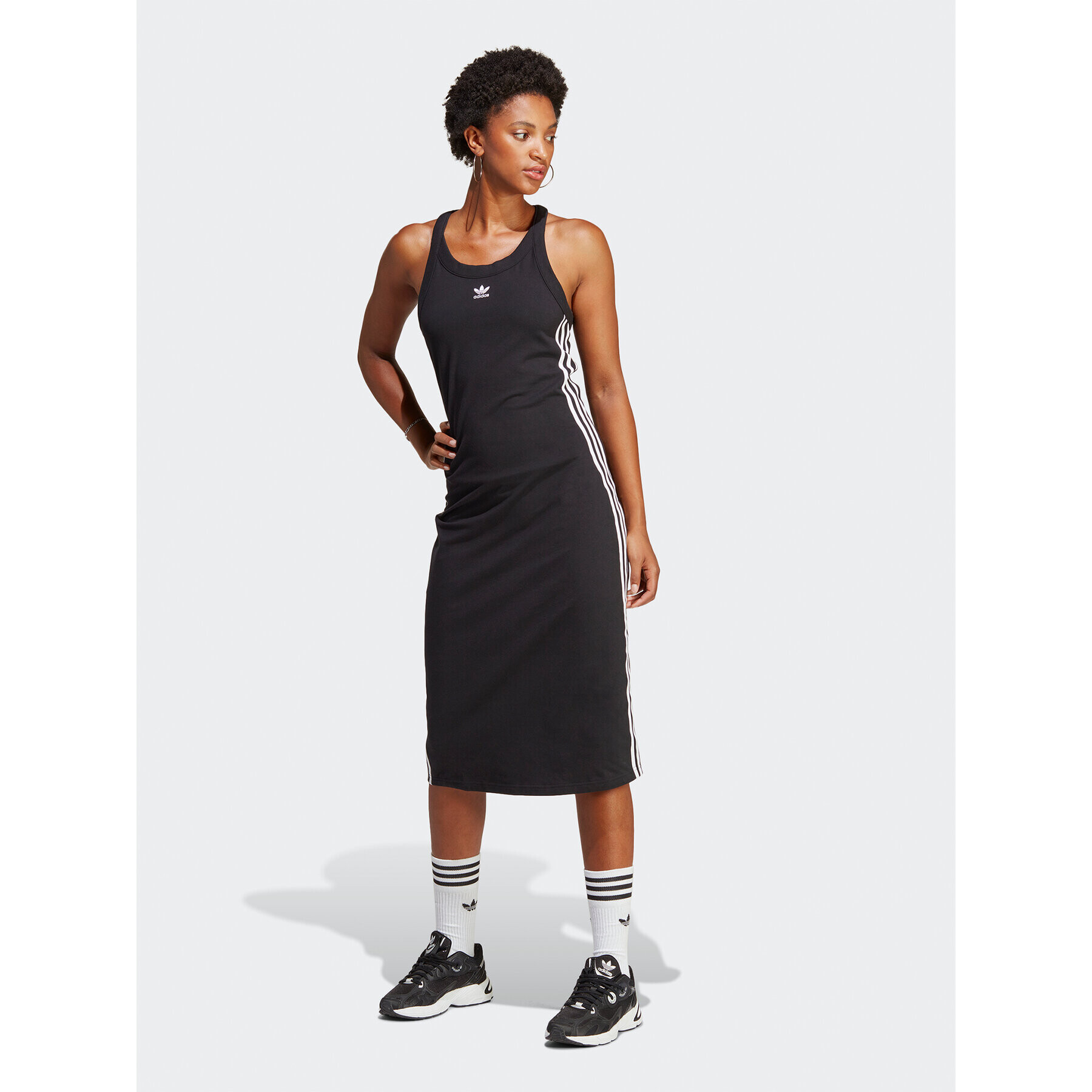 adidas Vsakodnevna obleka Adicolor Classics 3-Stripes Long Tank Dress IC5503 Črna Slim Fit - Pepit.si