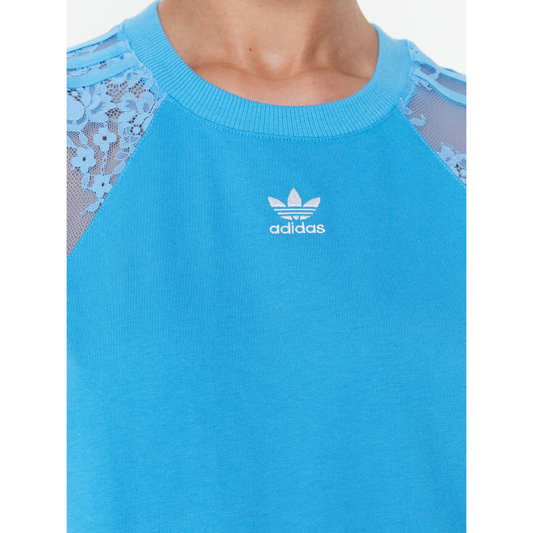 adidas Vsakodnevna obleka Adicolor Classics Lace Tee Dress HC4576 Modra Loose Fit - Pepit.si