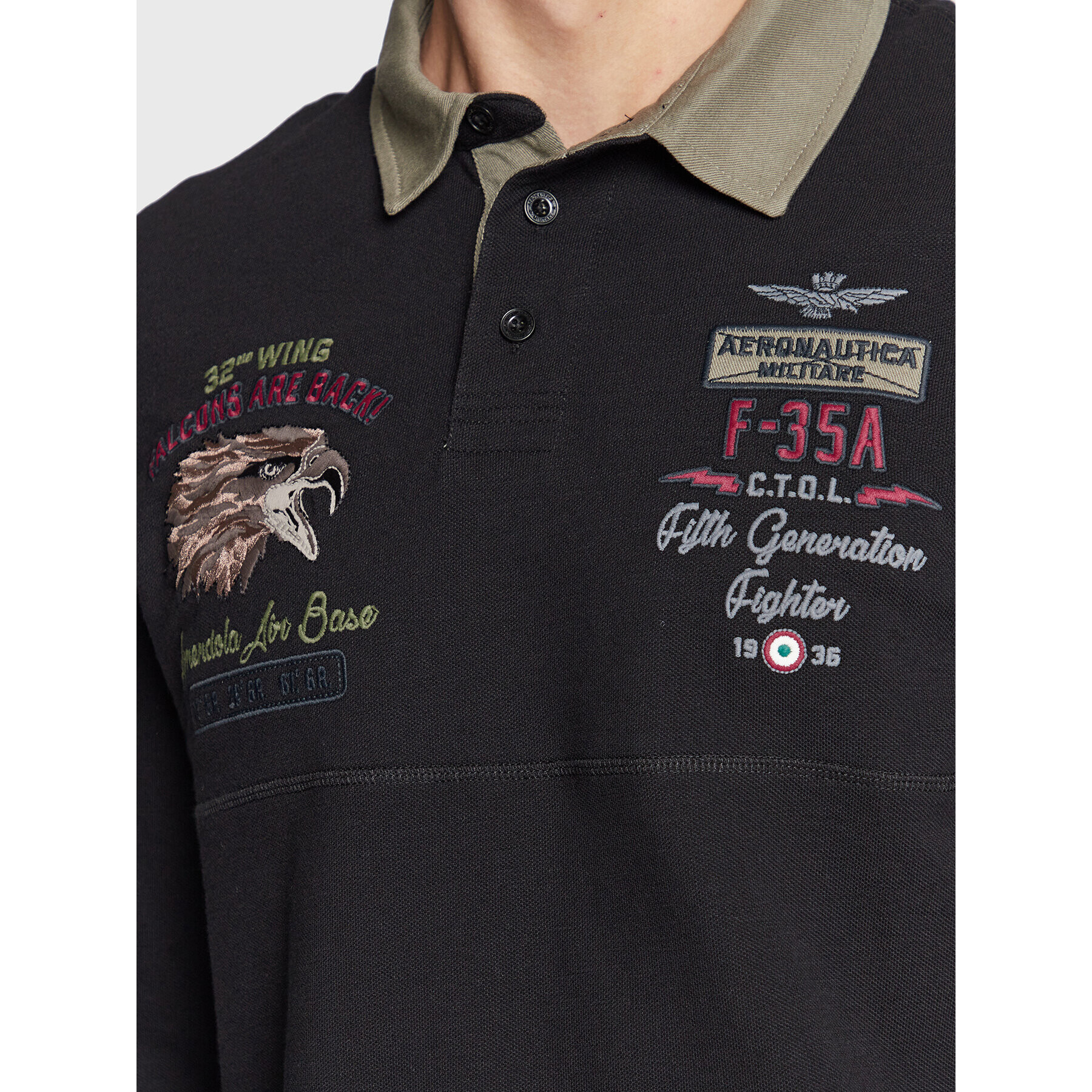 Aeronautica Militare Polo majica 222PO1645P306 Črna Regular Fit - Pepit.si