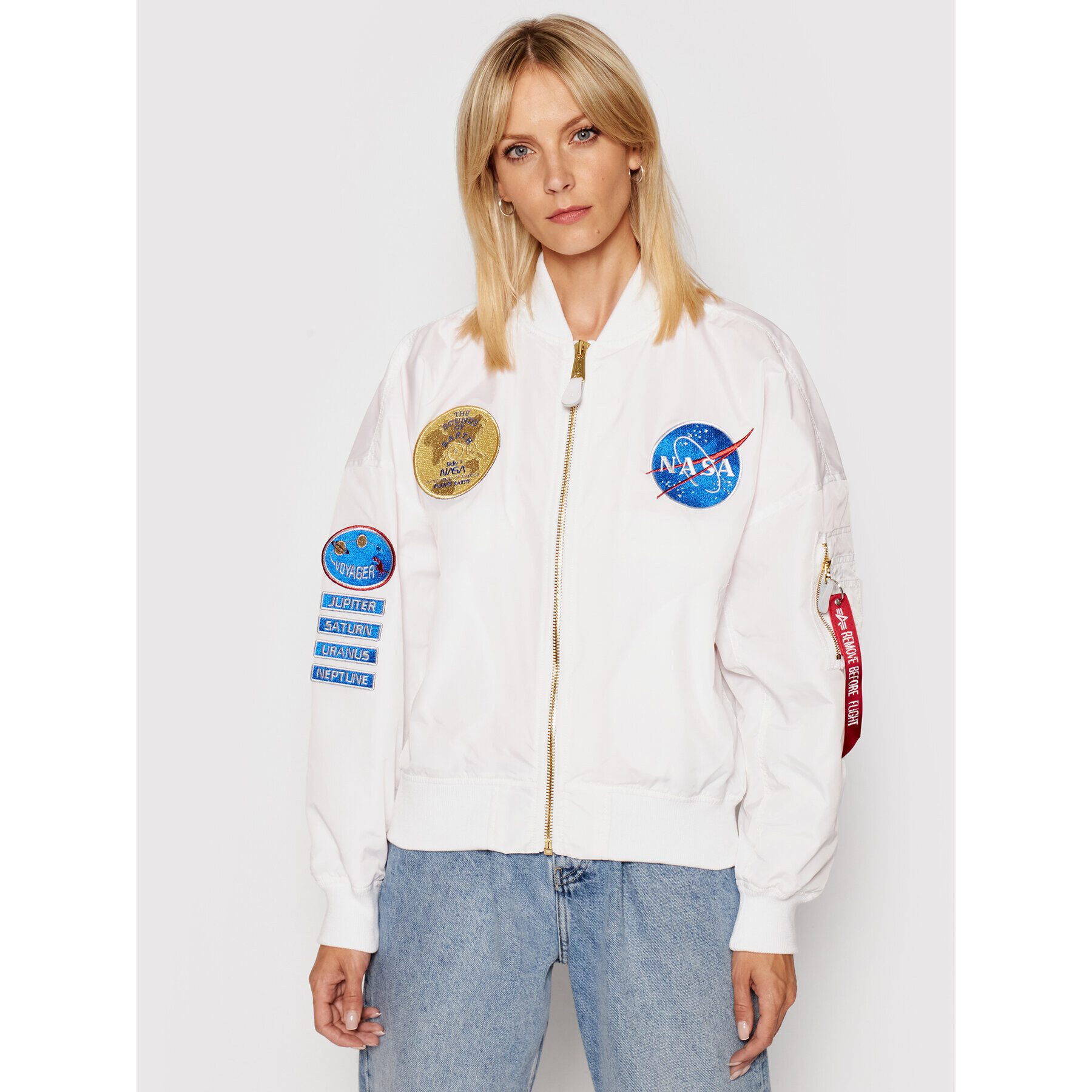 Alpha Industries Bomber jakna 116005 Bela Oversize - Pepit.si