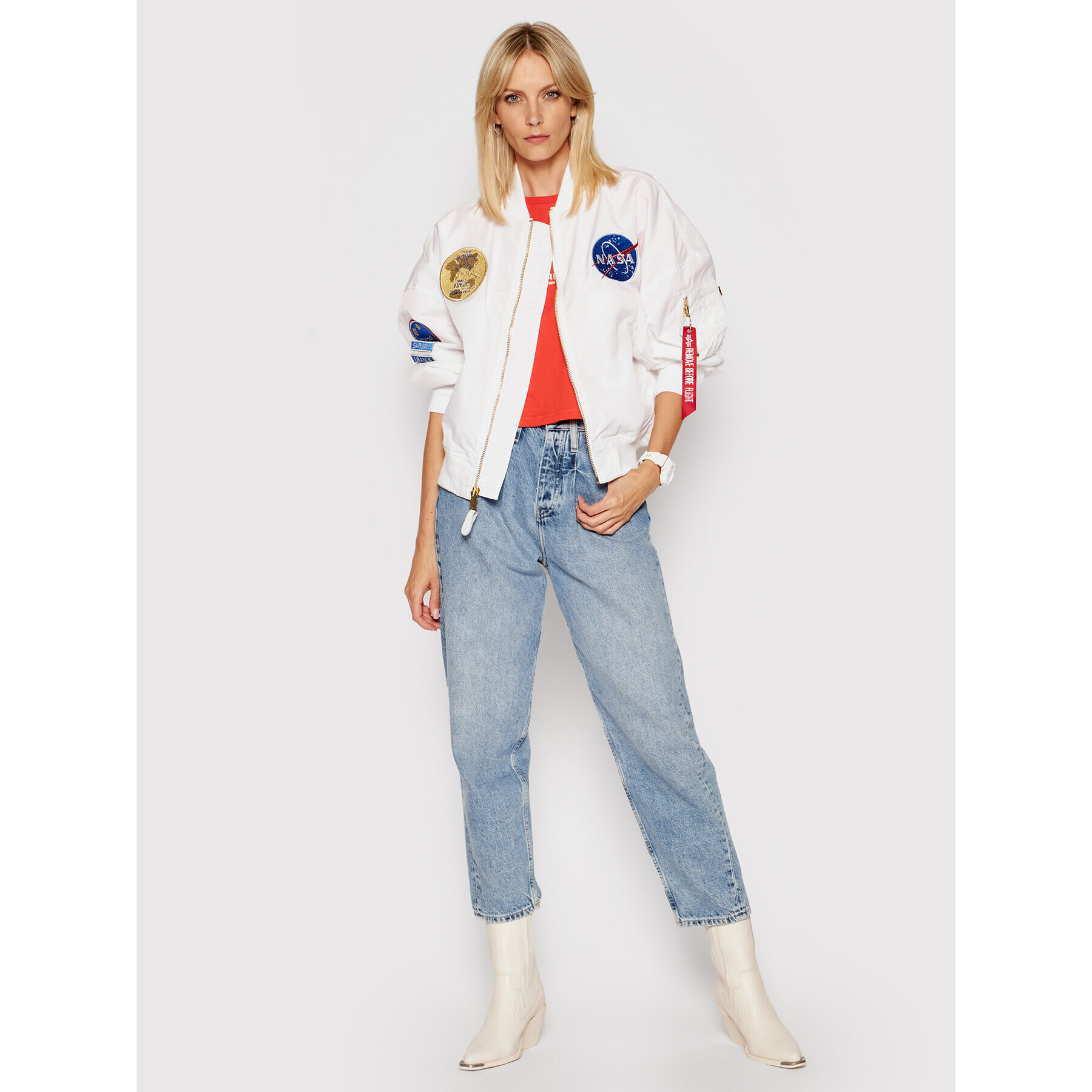 Alpha Industries Bomber jakna 116005 Bela Oversize - Pepit.si