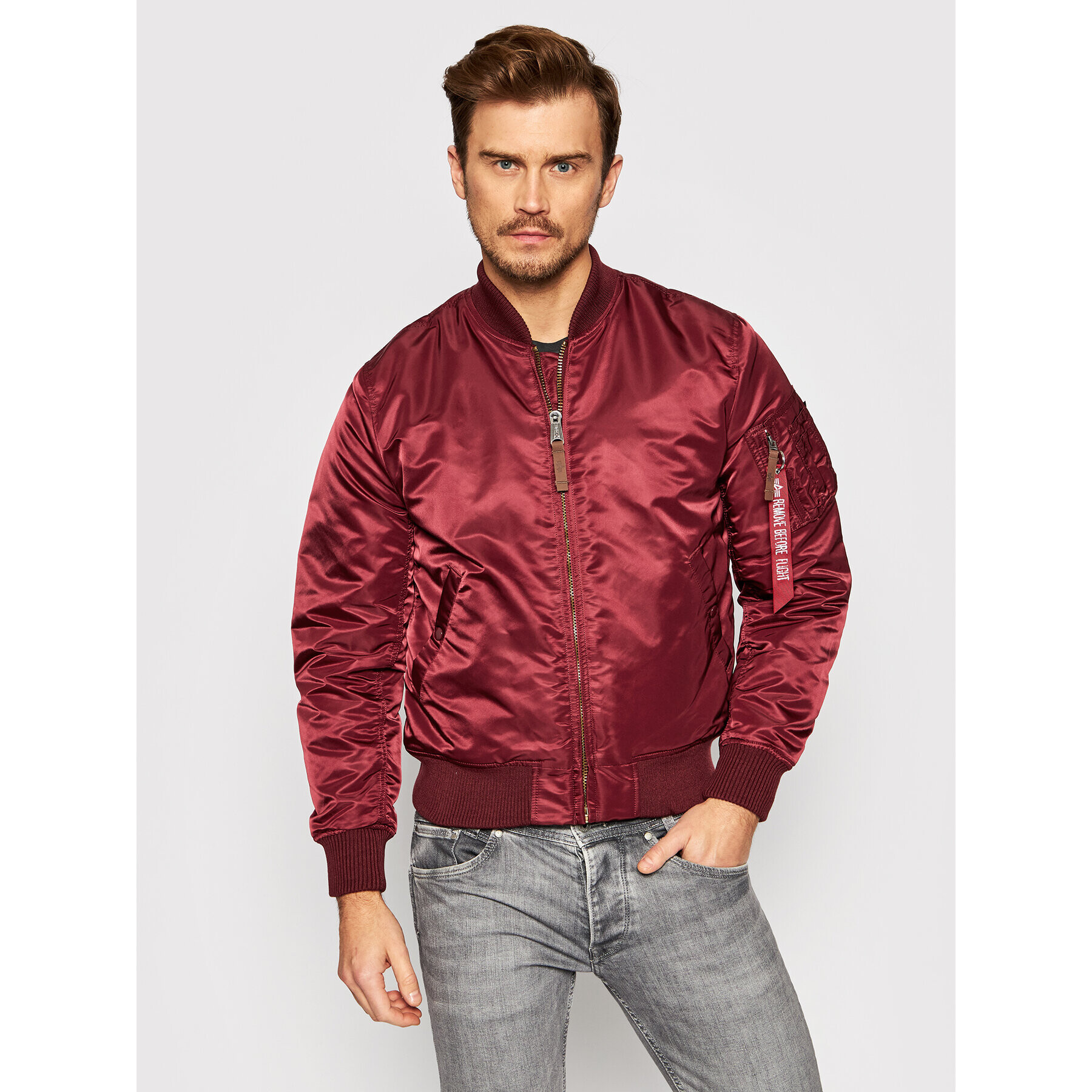 Alpha Industries Bomber jakna Battlewash 191118 Bordo rdeča Regular Fit - Pepit.si