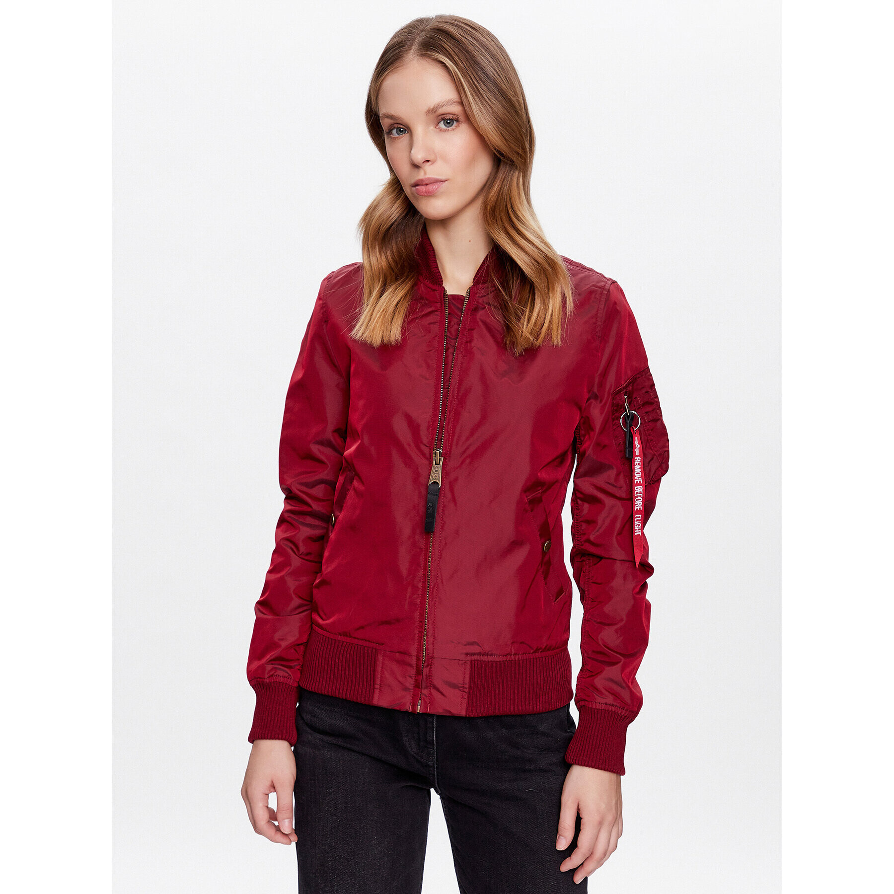 Alpha Industries Bomber jakna MA-1 141041 Bordo rdeča Slim Fit - Pepit.si