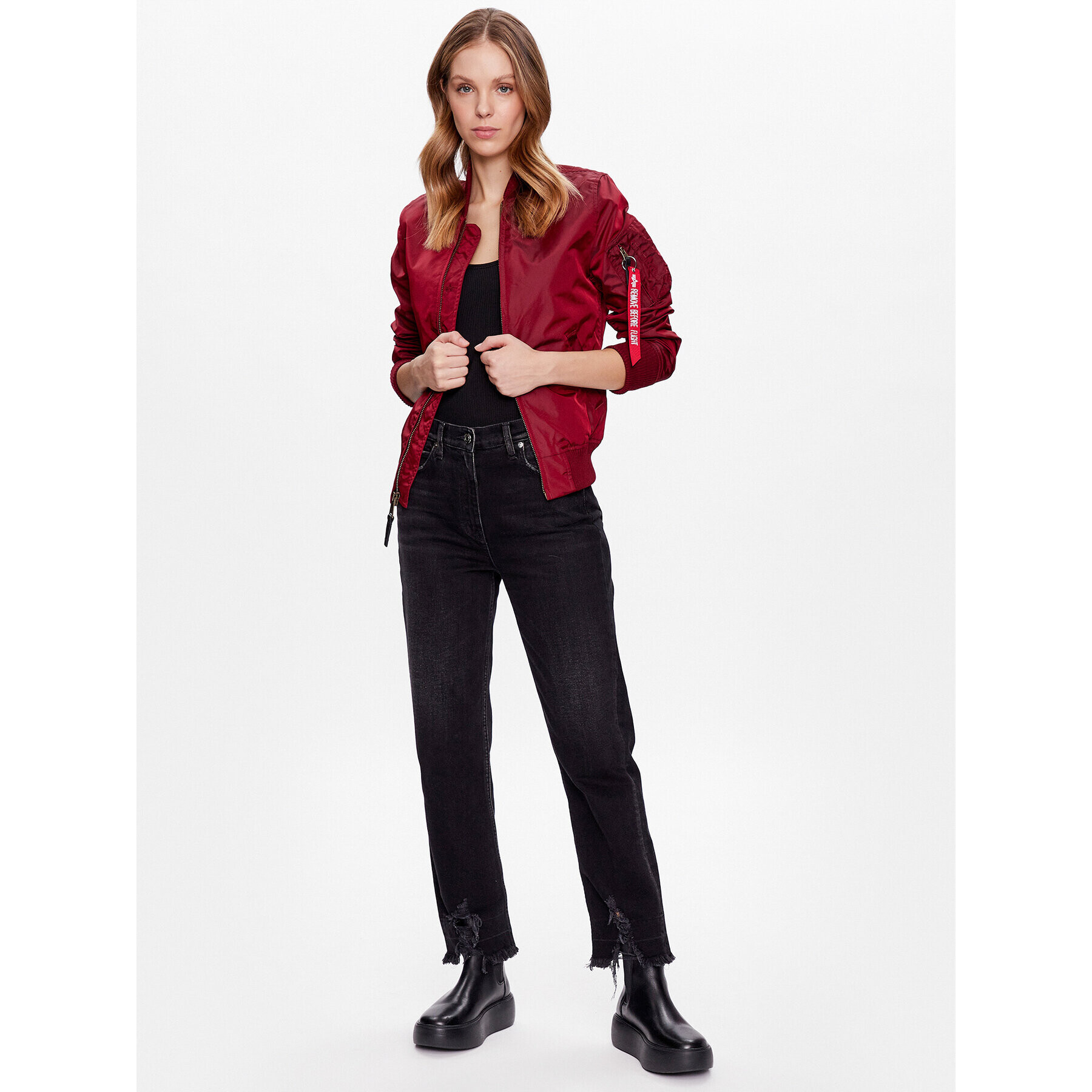 Alpha Industries Bomber jakna MA-1 141041 Bordo rdeča Slim Fit - Pepit.si