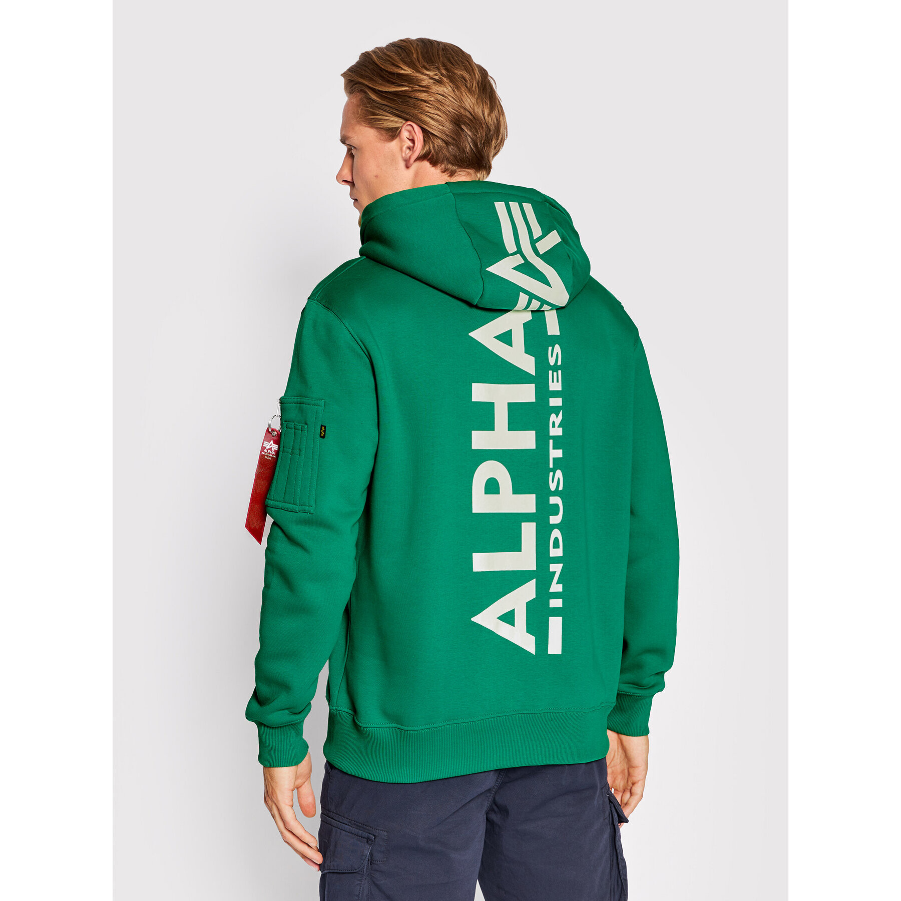 Alpha Industries Jopa Back Print 178318 Zelena Regular Fit - Pepit.si