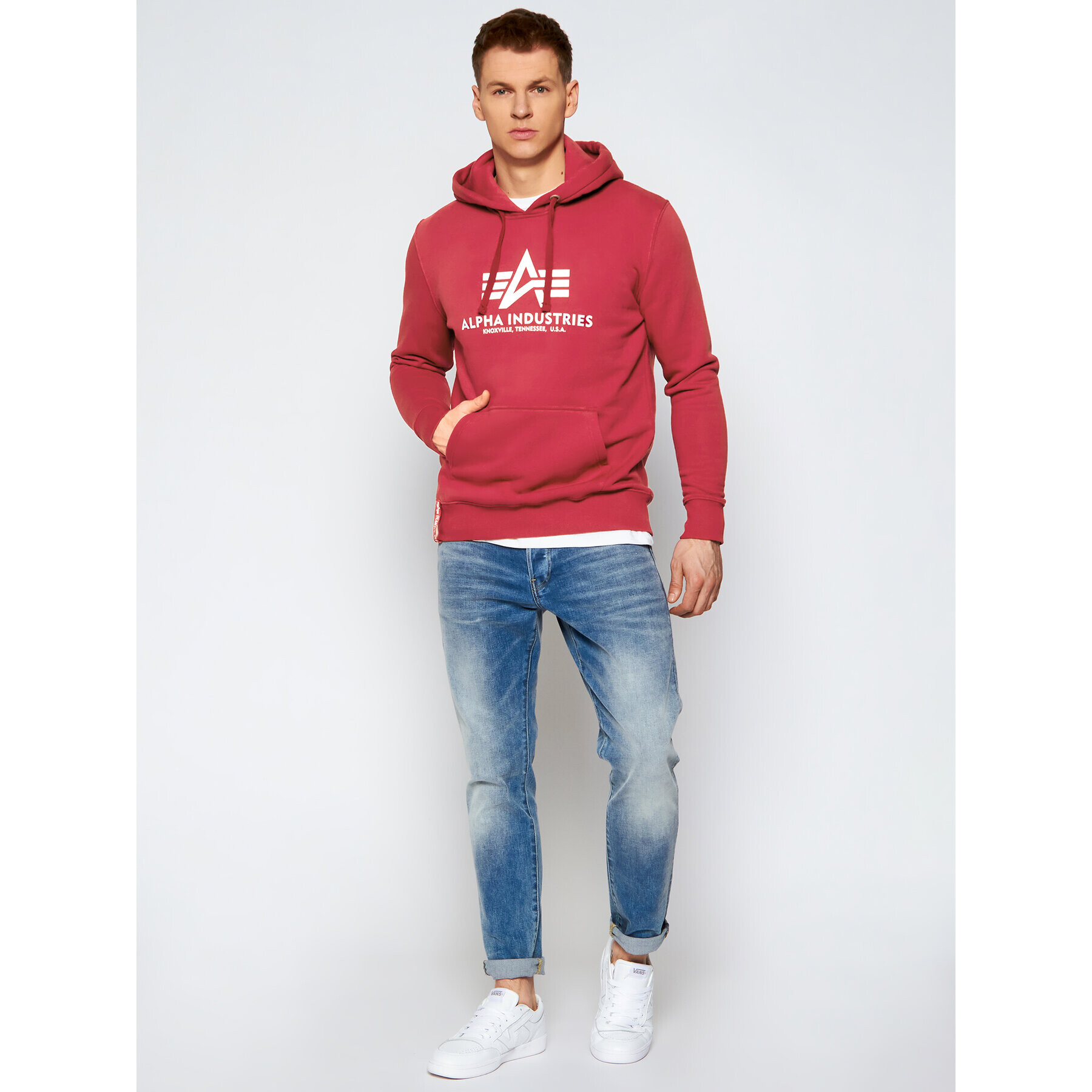 Alpha Industries Jopa Basic 178312 Rdeča Regular Fit - Pepit.si