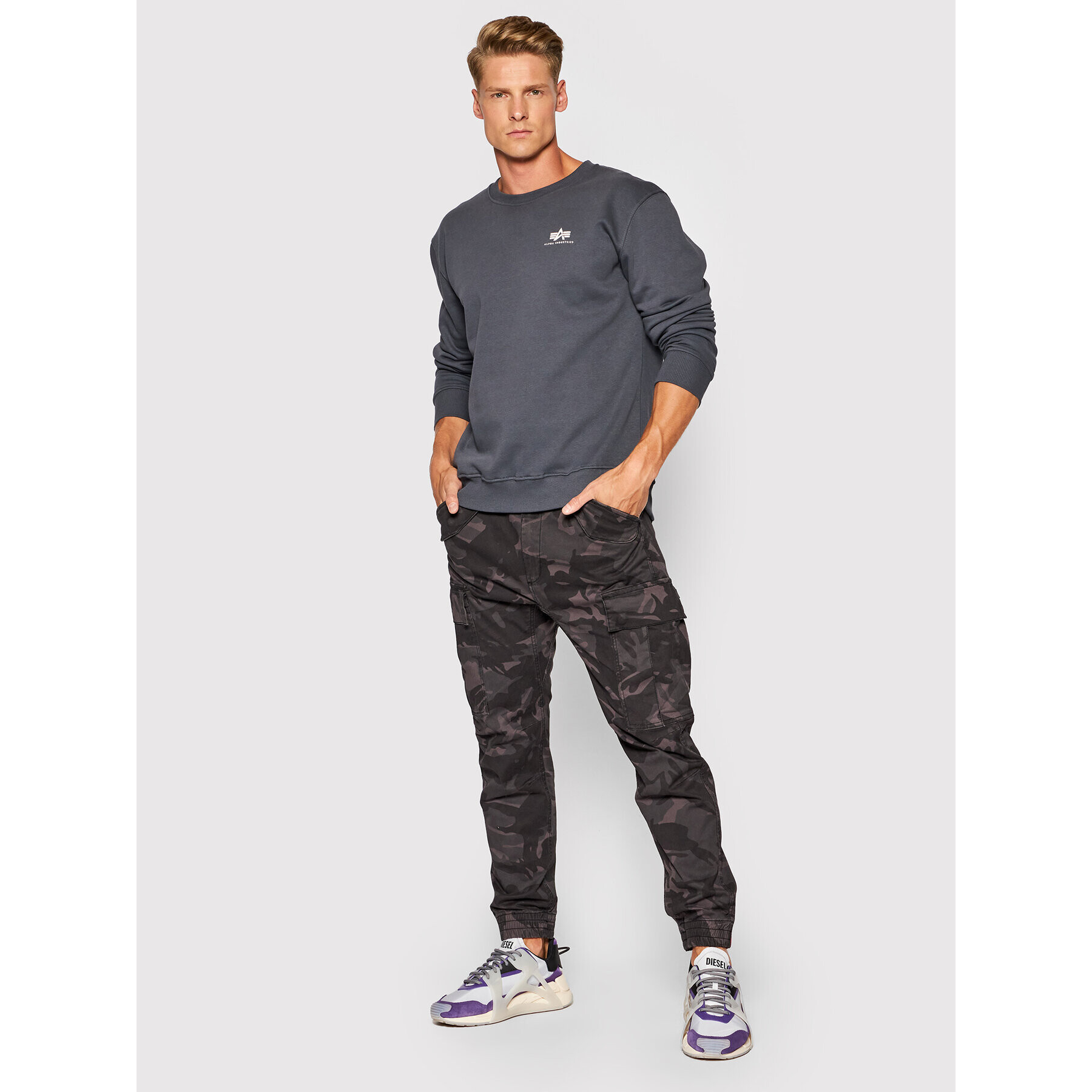 Alpha Industries Jopa Basic 188307 Siva Regular Fit - Pepit.si