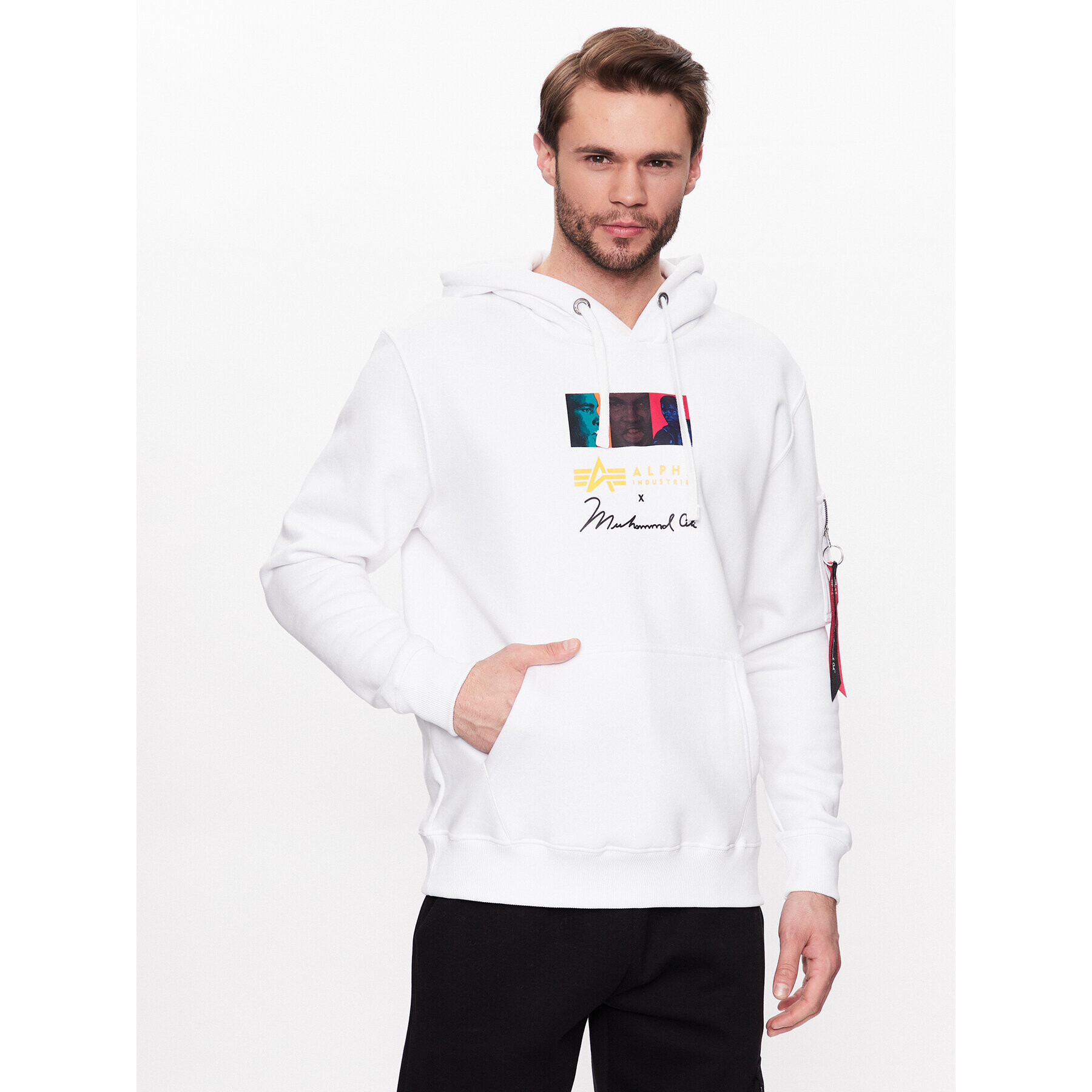 Alpha Industries Jopa Muhammad Ali Pop Art 136340 Bela Regular Fit - Pepit.si