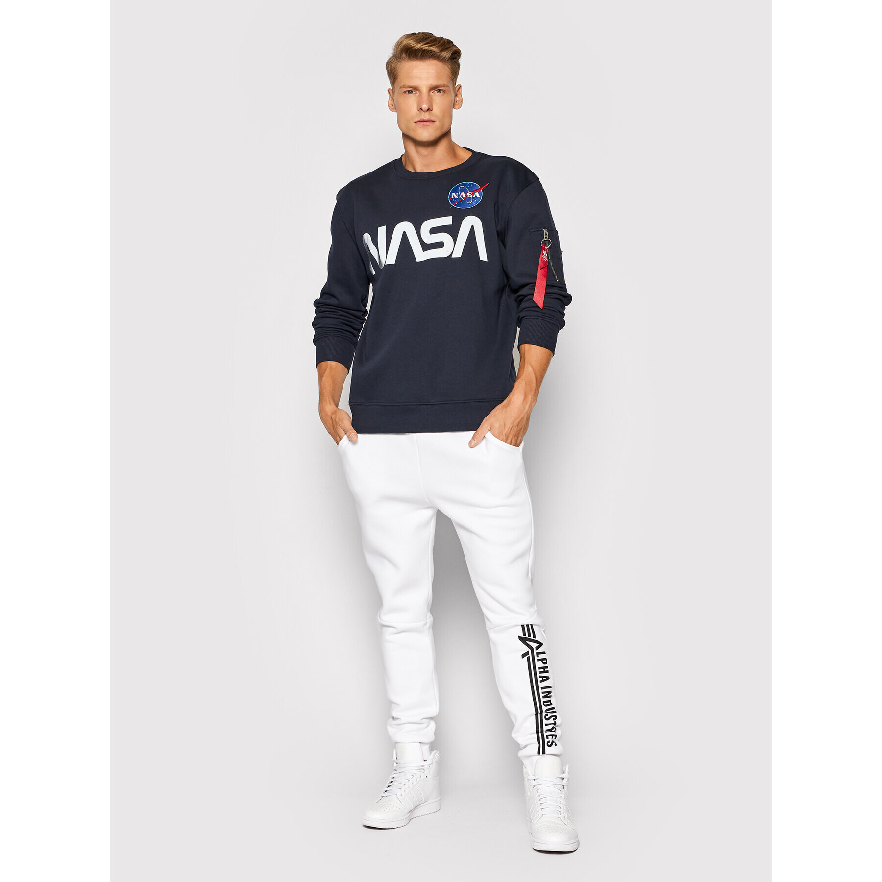 Alpha Industries Jopa Nasa Reflective 178309 Mornarsko modra Regular Fit - Pepit.si