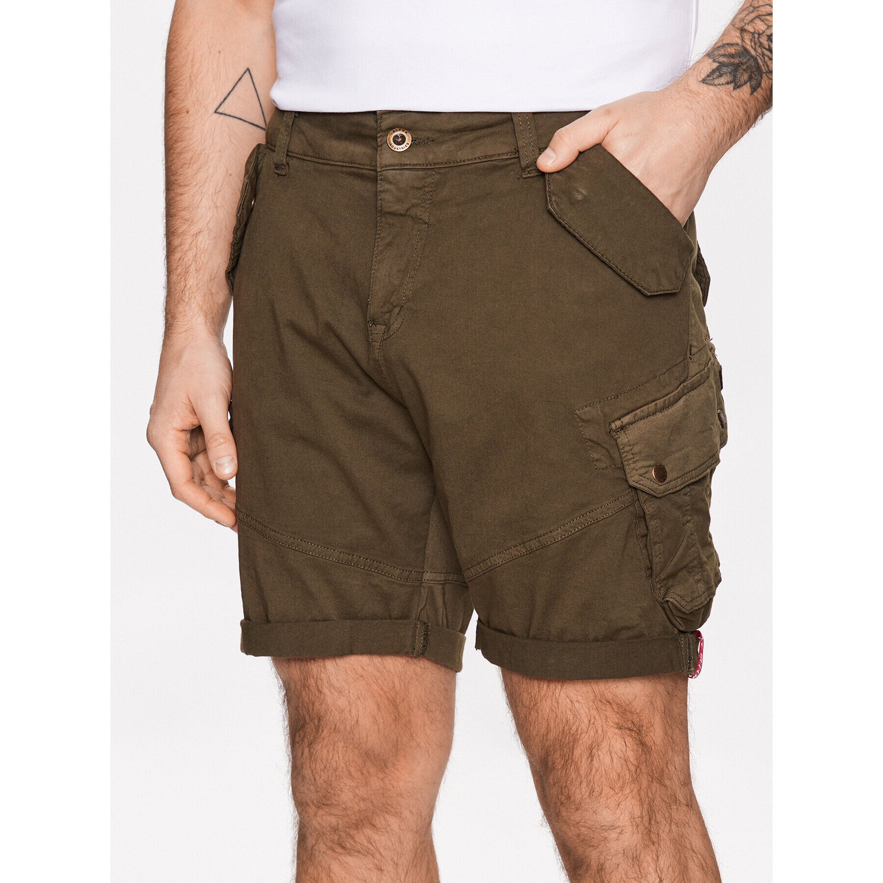 Alpha Industries Kratke hlače iz tkanine Combat Short Zelena Slim Fit - Pepit.si