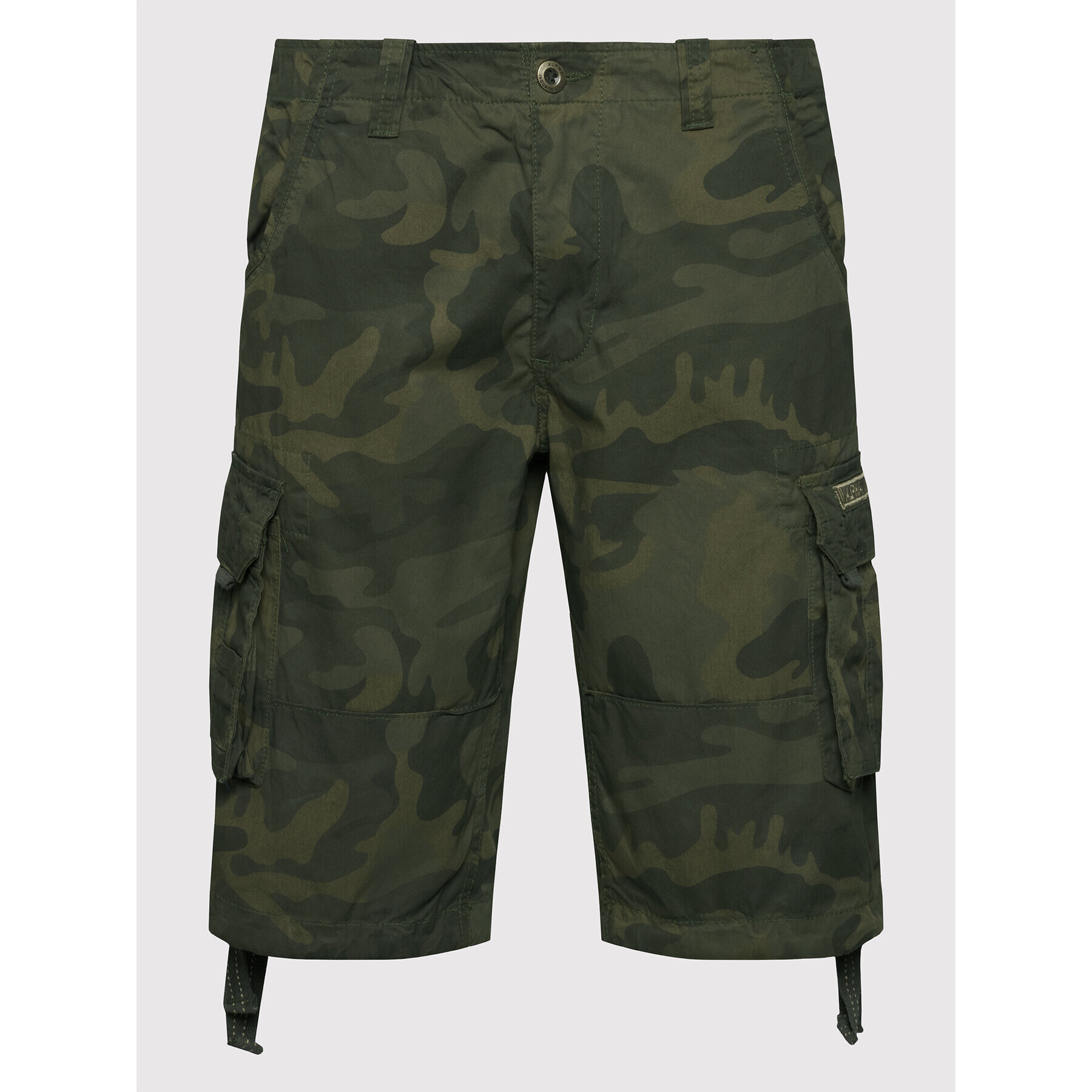 Alpha Industries Kratke hlače iz tkanine Jet Camo 191200C Zelena Regular Fit - Pepit.si