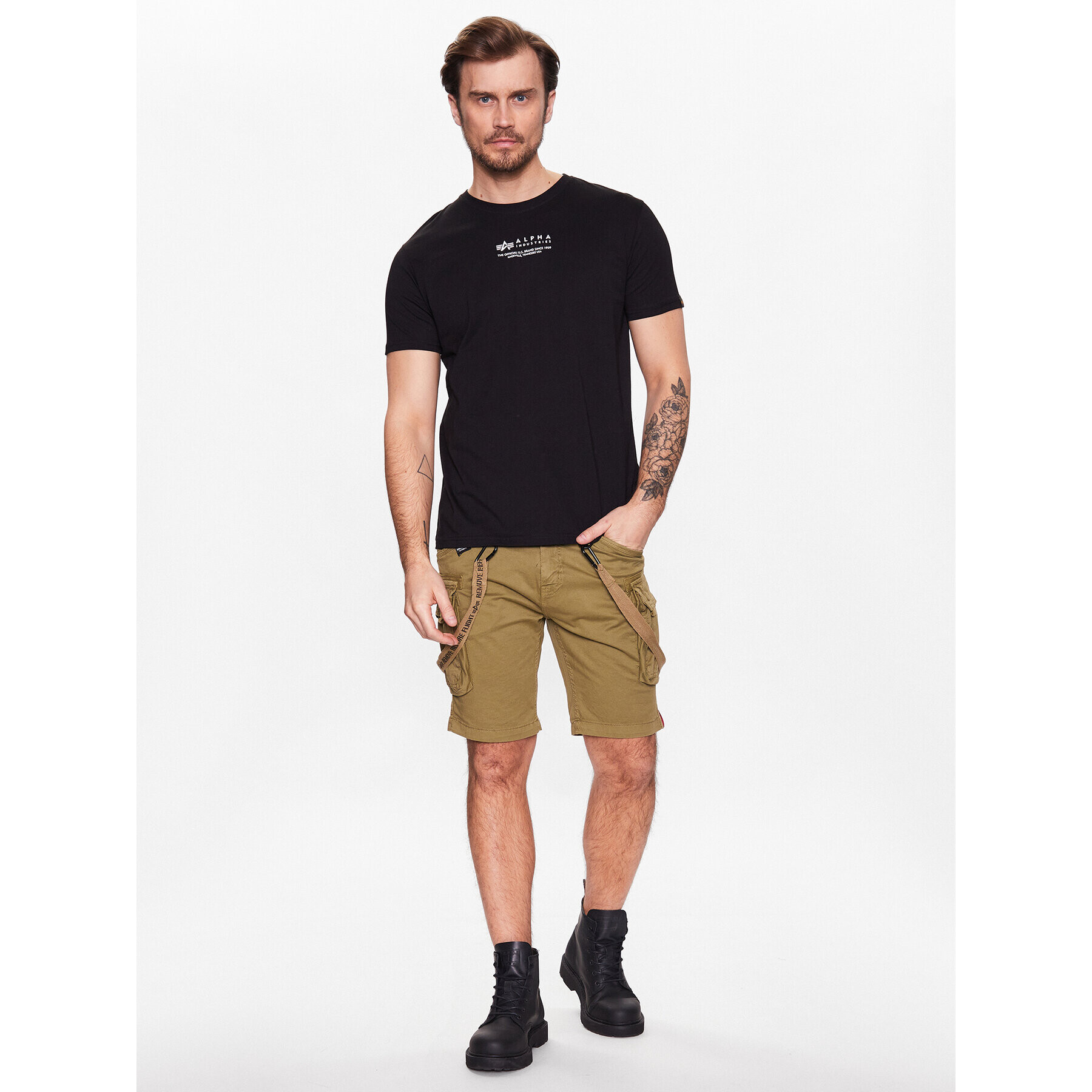 Alpha Industries Kratke hlače iz tkanine Utility 116213 Bež Slim Fit - Pepit.si