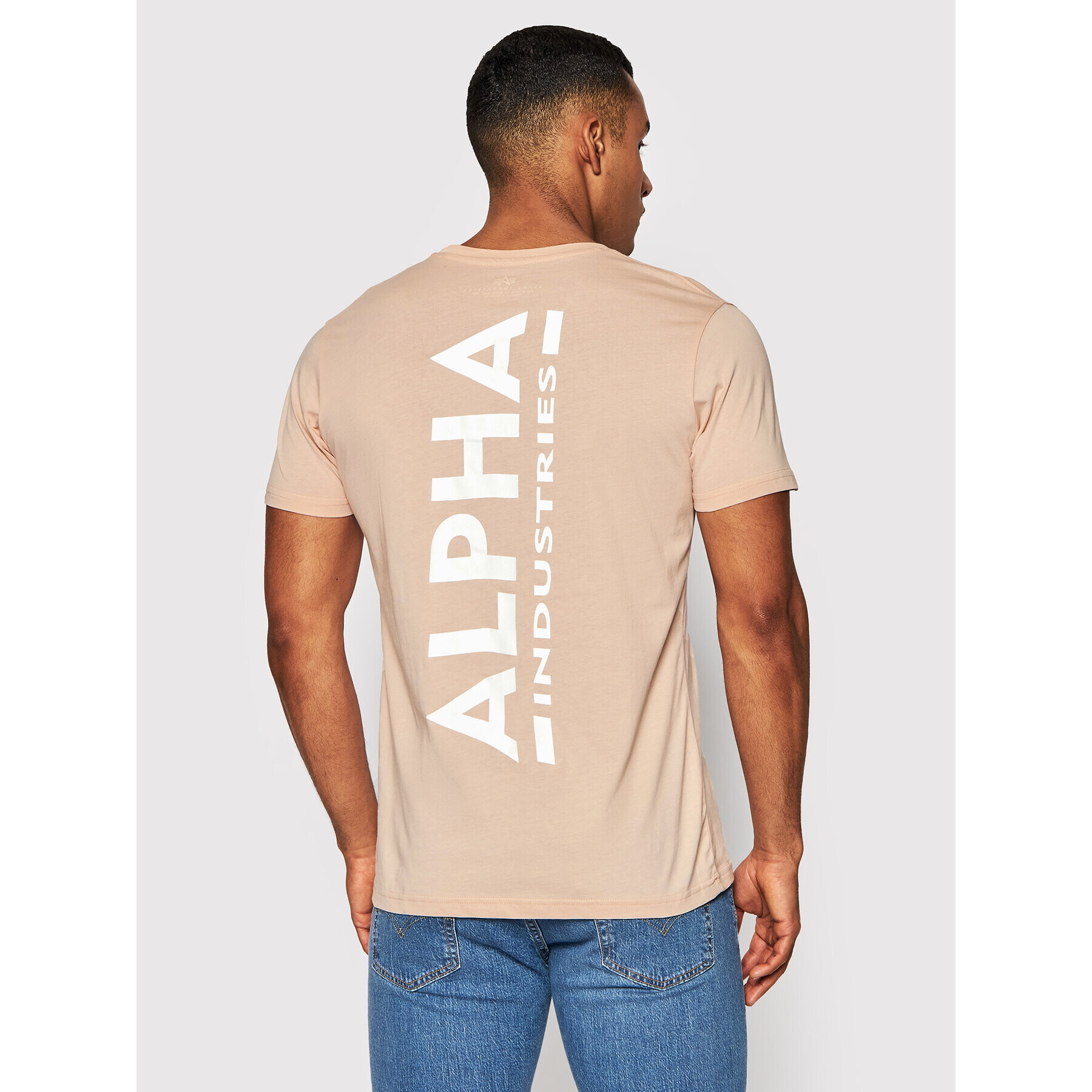 Alpha Industries Majica Backprint 128507 Roza Regular Fit - Pepit.si