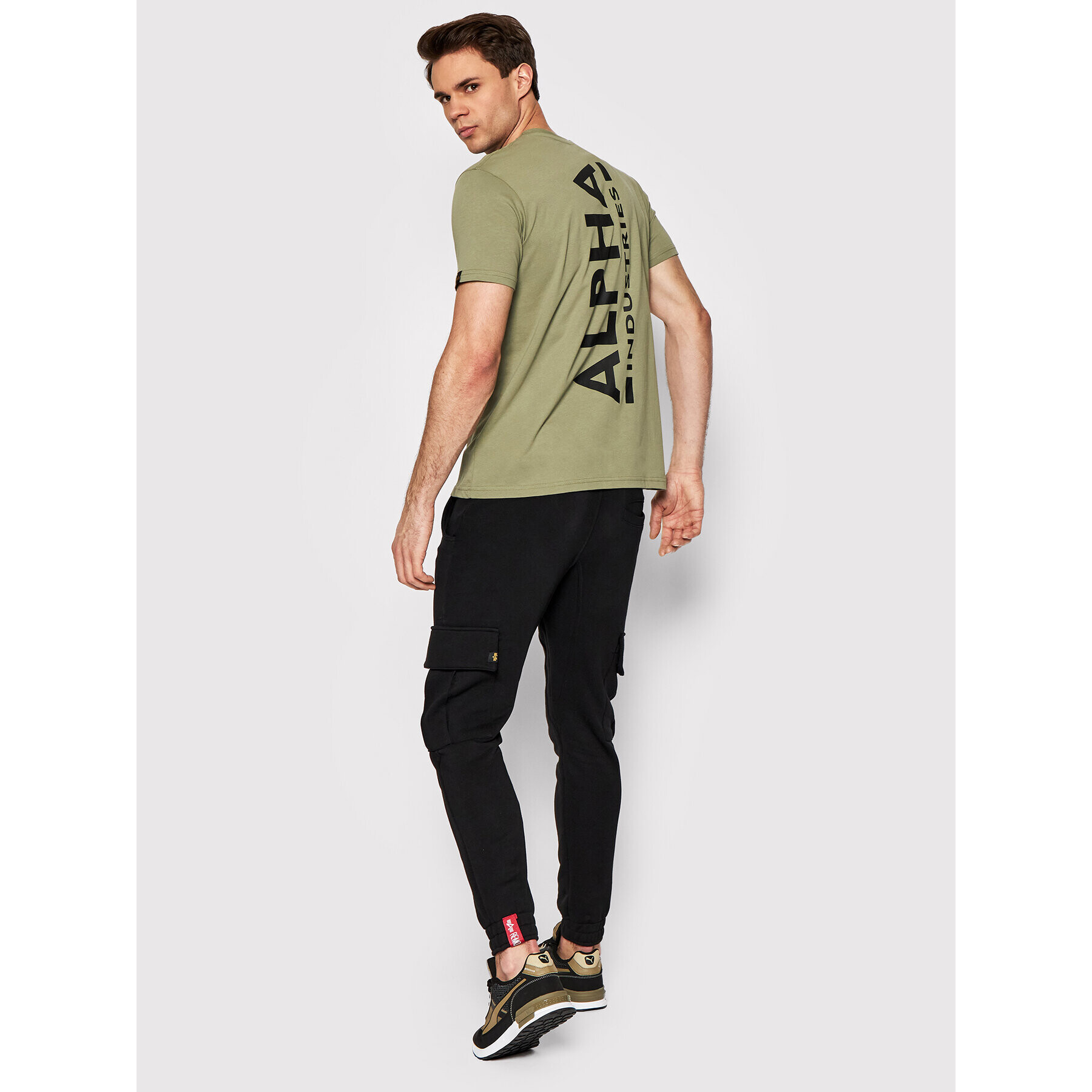 Alpha Industries Majica Backprint 128507 Zelena Regular Fit - Pepit.si