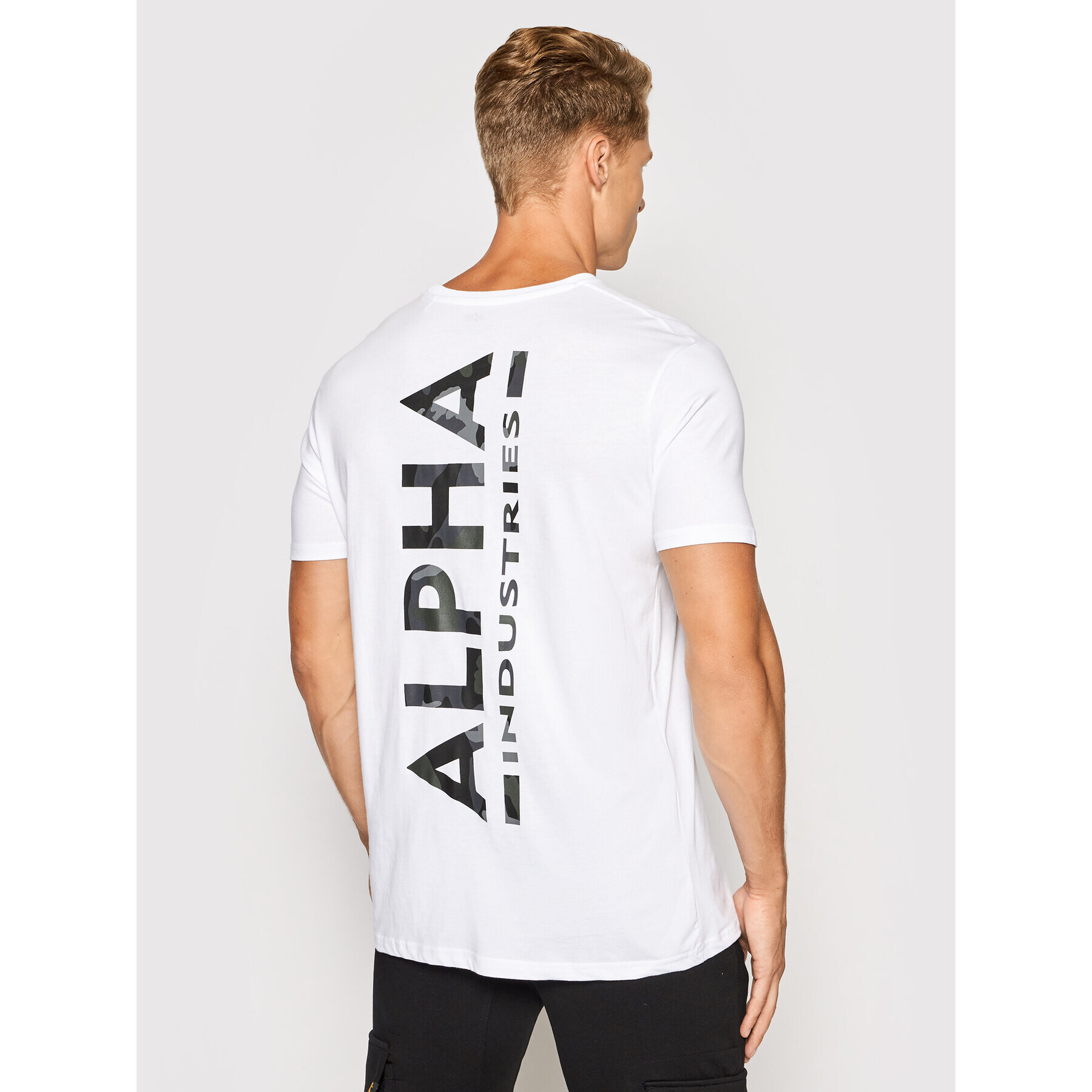 Alpha Industries Majica Backprint 128507CP Bela Regular Fit - Pepit.si