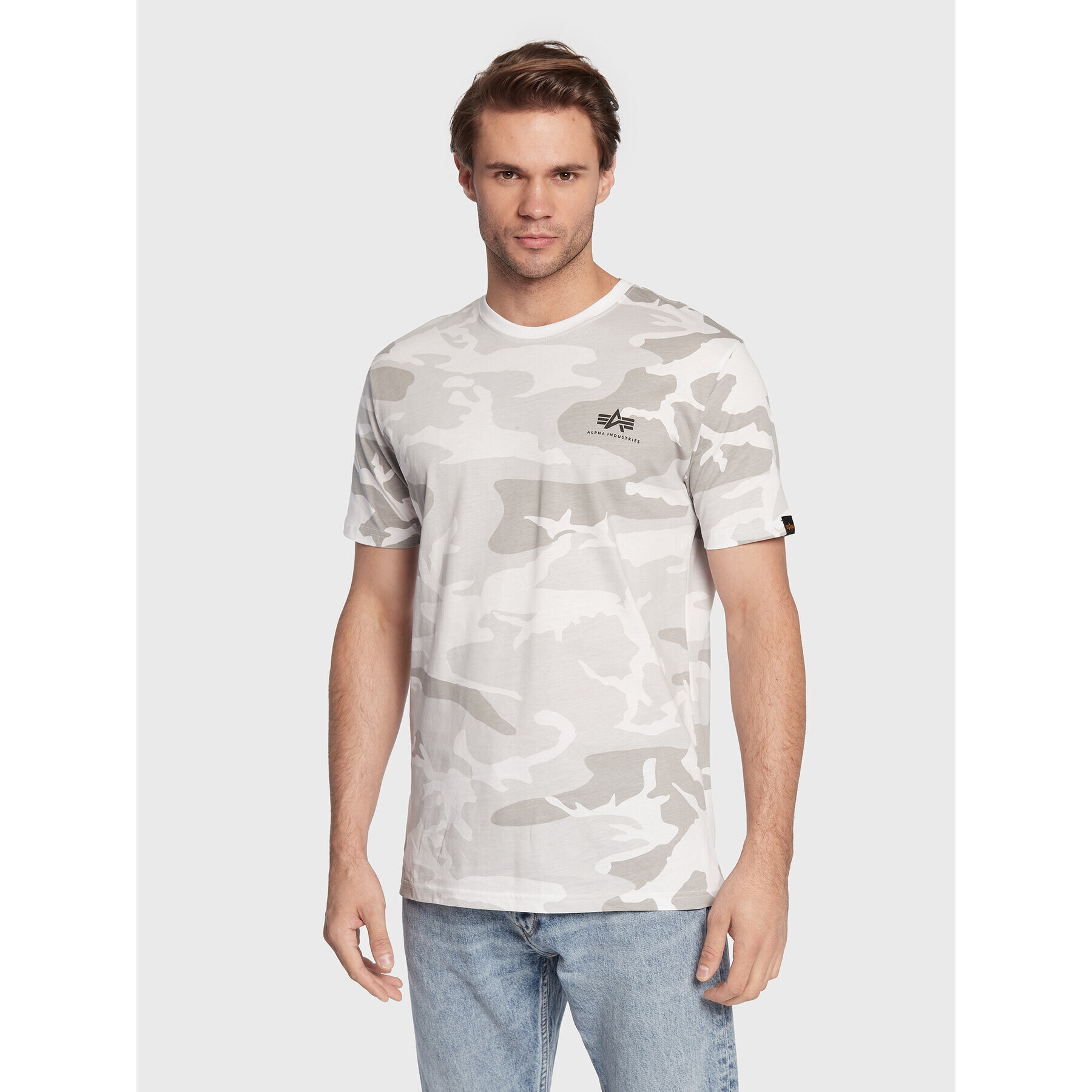 Alpha Industries Majica Backprint T Camo 128507C Bela Regular Fit - Pepit.si