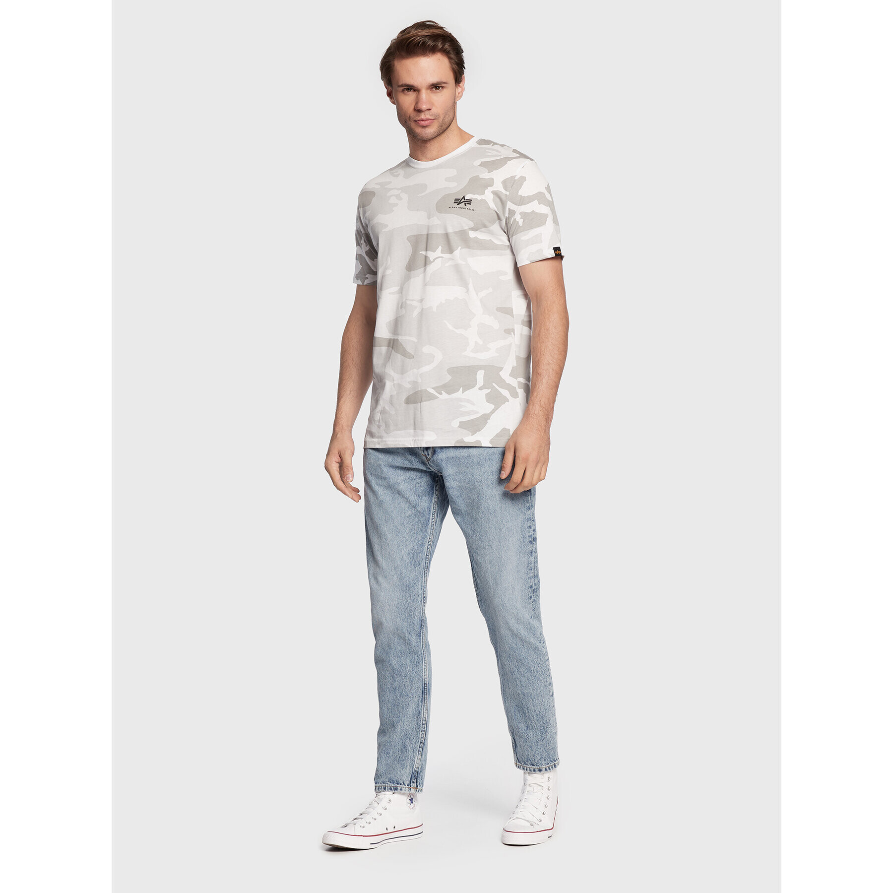 Alpha Industries Majica Backprint T Camo 128507C Bela Regular Fit - Pepit.si