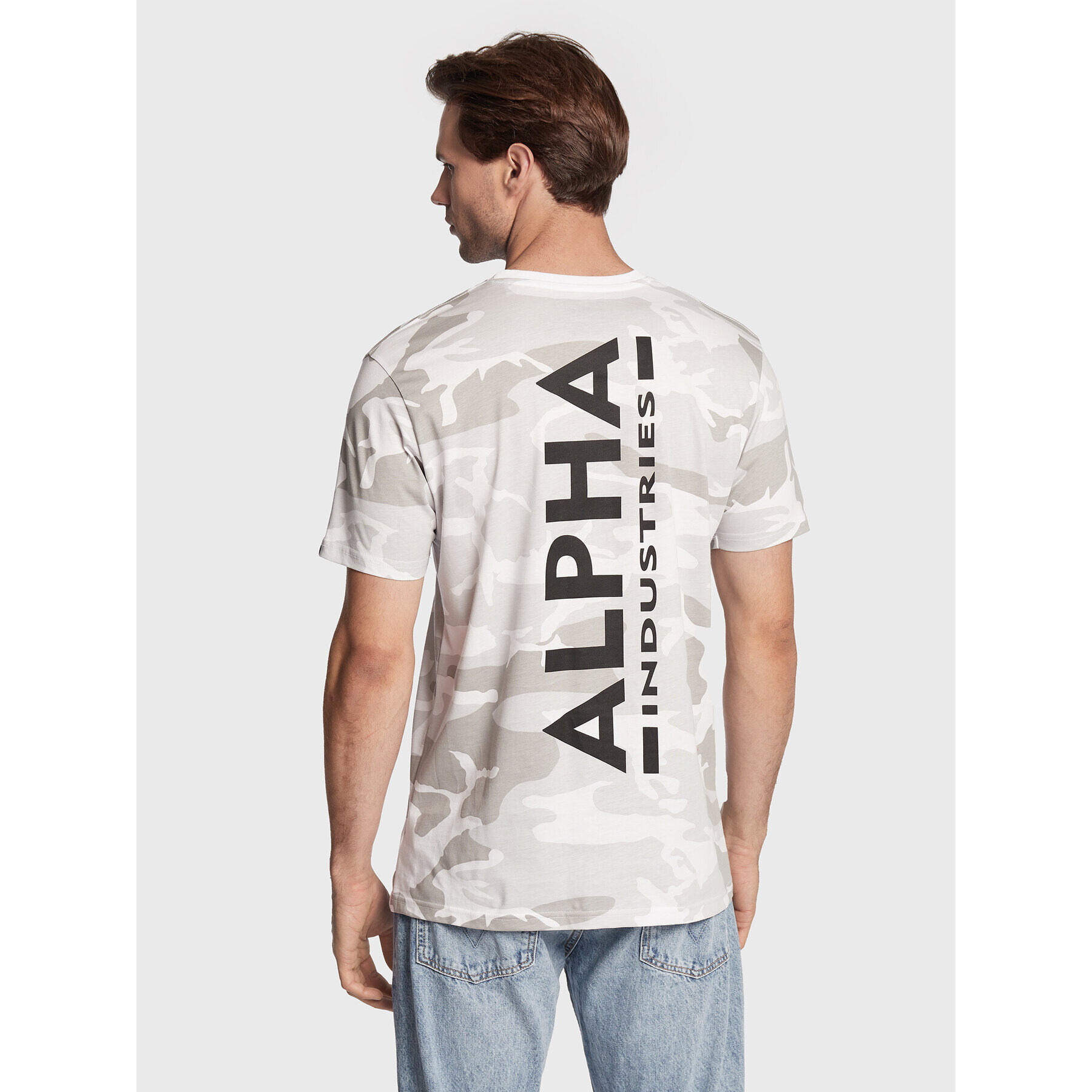 Alpha Industries Majica Backprint T Camo 128507C Bela Regular Fit - Pepit.si