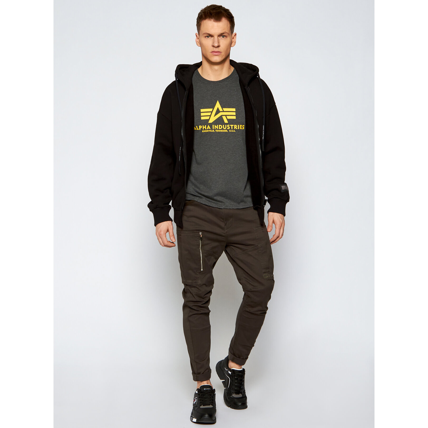 Alpha Industries Majica Basic 100501 Siva Regular Fit - Pepit.si