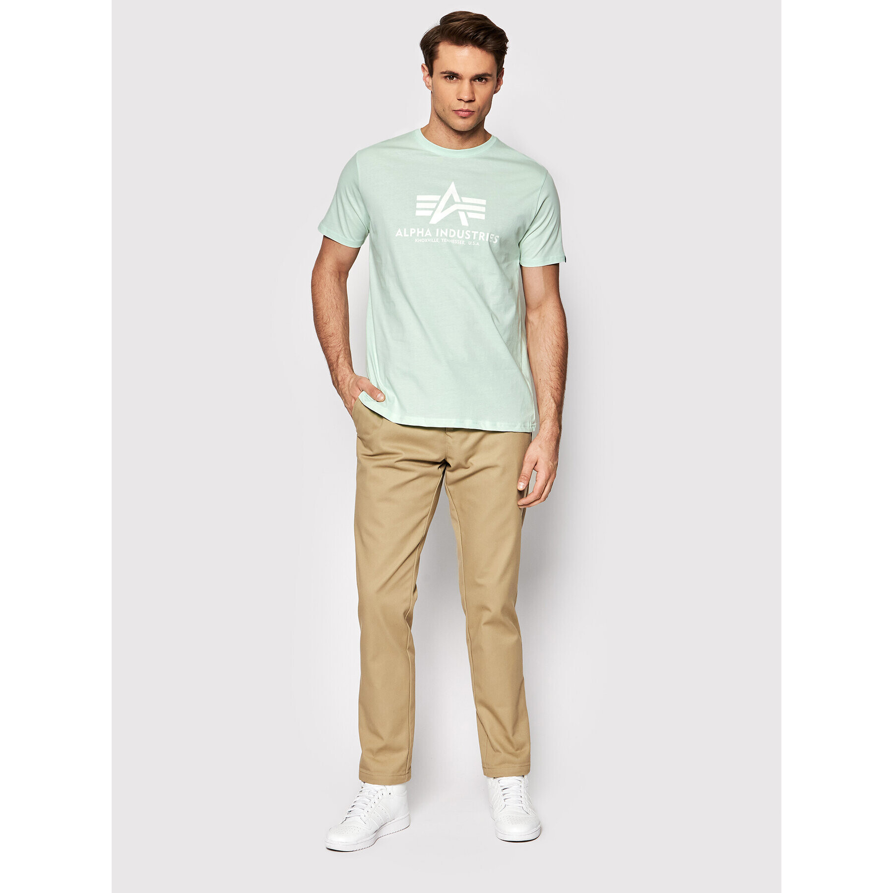 Alpha Industries Majica Basic 100501 Zelena Regular Fit - Pepit.si