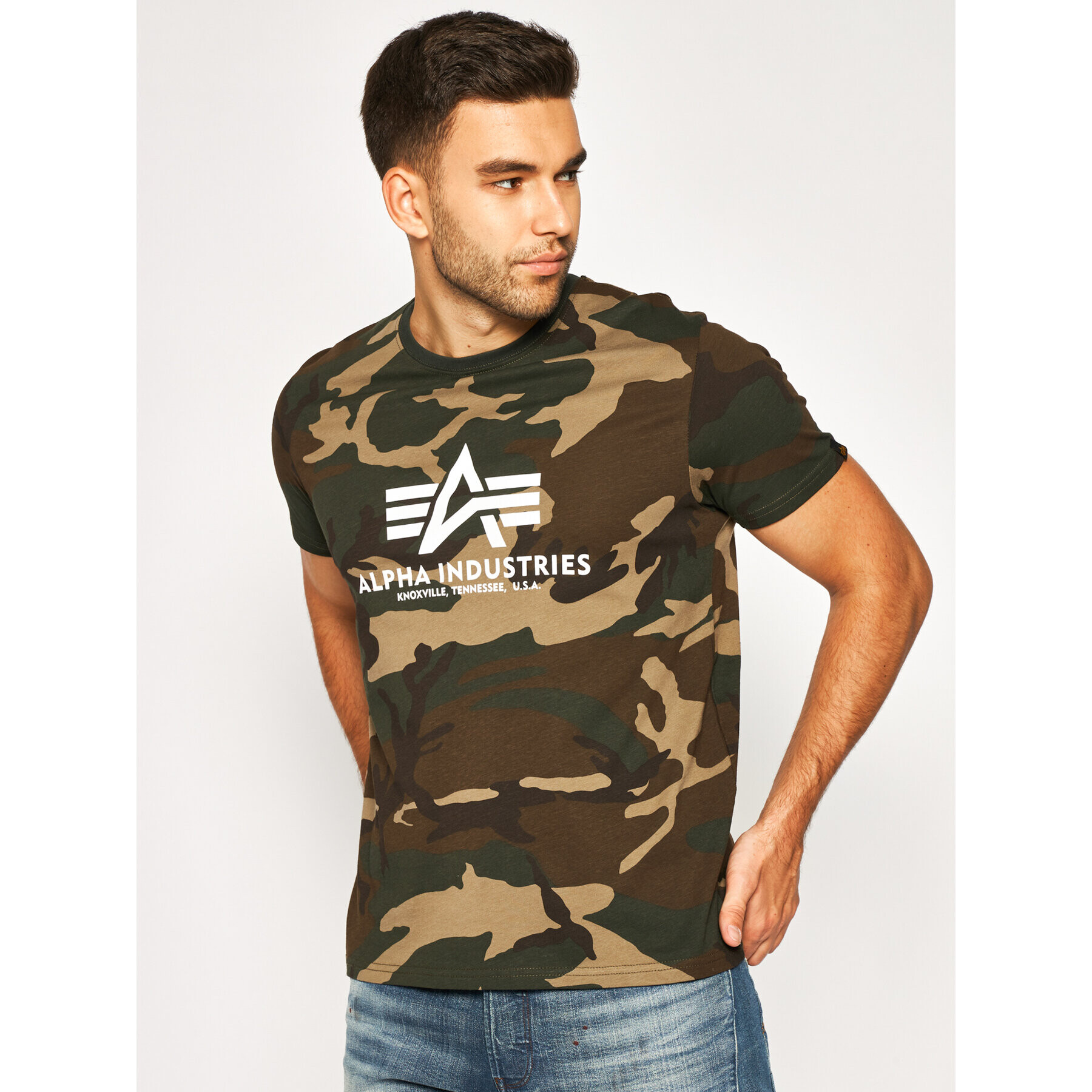 Alpha Industries Majica Basic 100501C Zelena Regular Fit - Pepit.si