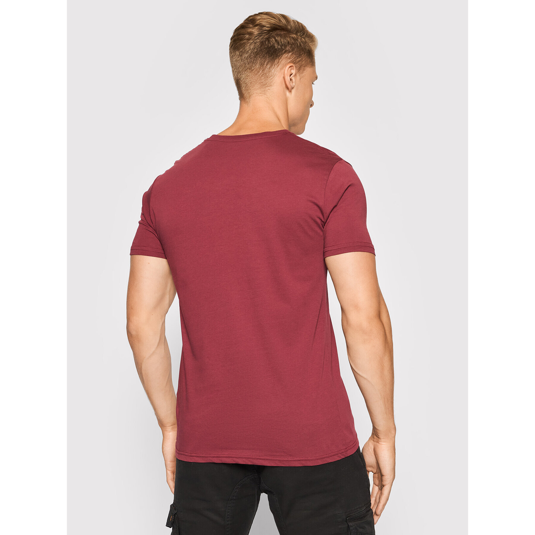 Alpha Industries Majica Basic Foll Print 100501FP Bordo rdeča Regular Fit - Pepit.si