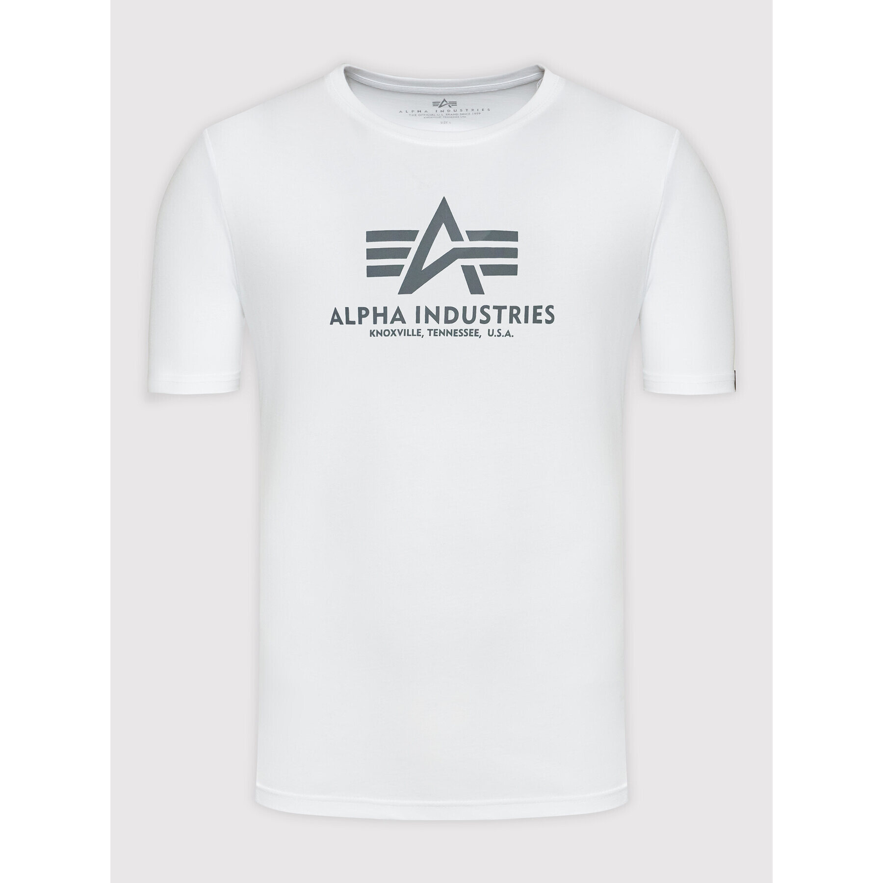 Alpha Industries Majica Basic Reflective Print 100501RP Bela Regular Fit - Pepit.si