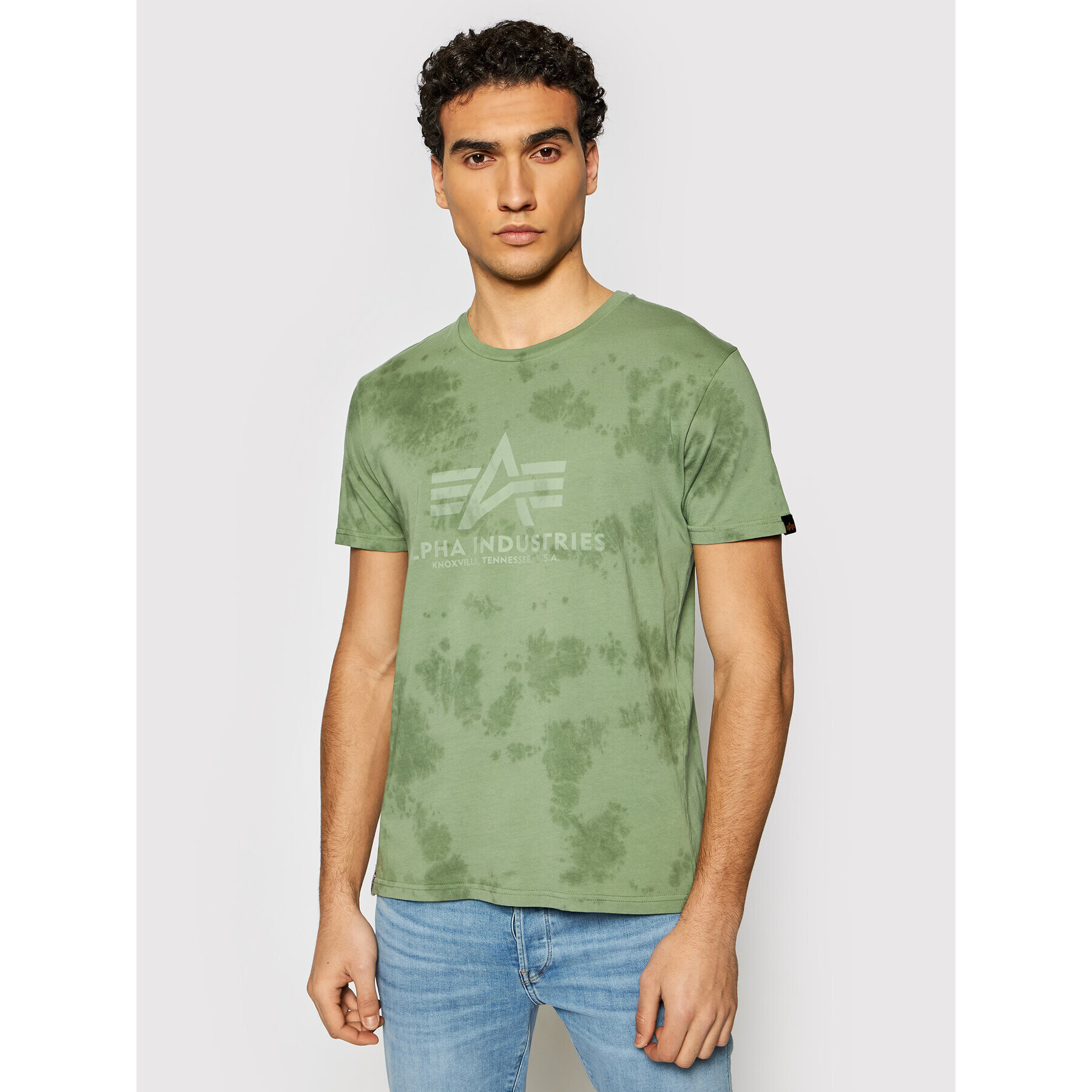 Alpha Industries Majica Basic T Batik 116517 Zelena Regular Fit - Pepit.si