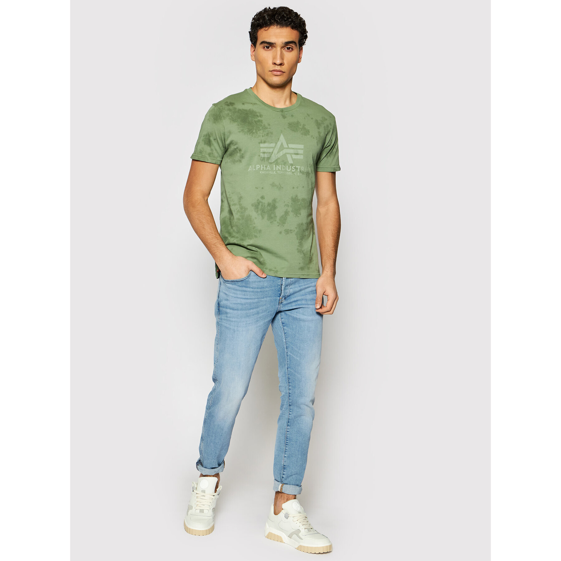 Alpha Industries Majica Basic T Batik 116517 Zelena Regular Fit - Pepit.si