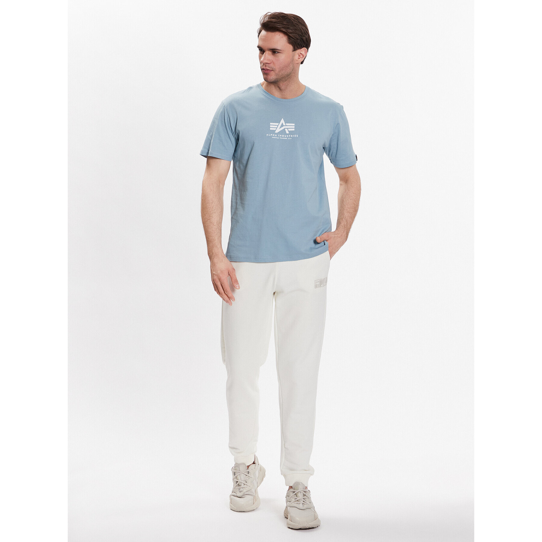 Alpha Industries Majica Basic 118533 Modra Regular Fit - Pepit.si