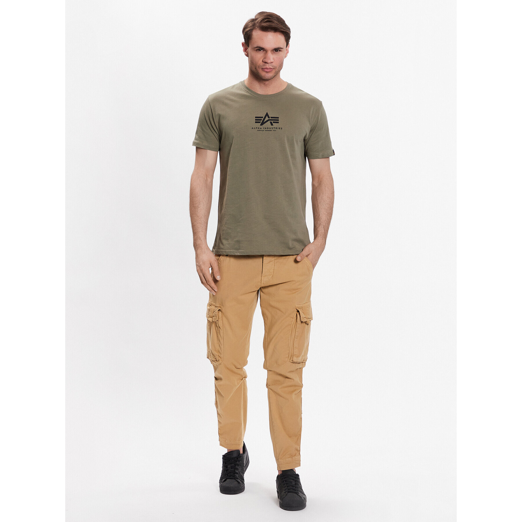 Alpha Industries Majica Basic 118533 Bež Regular Fit - Pepit.si