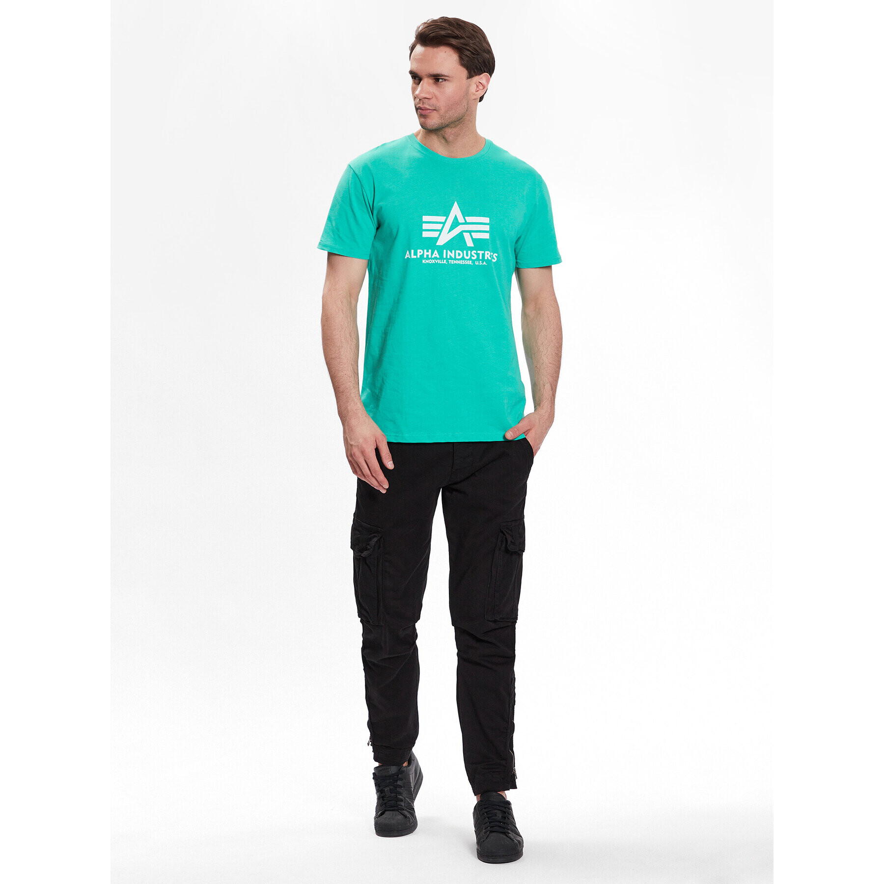 Alpha Industries Majica Basic 100501 Zelena Regular Fit - Pepit.si