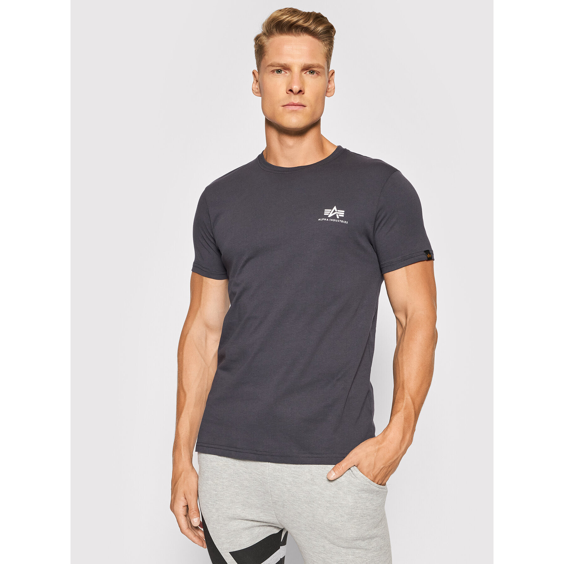 Alpha Industries Majica Basic T Small Logo 188505 Siva Regular Fit - Pepit.si