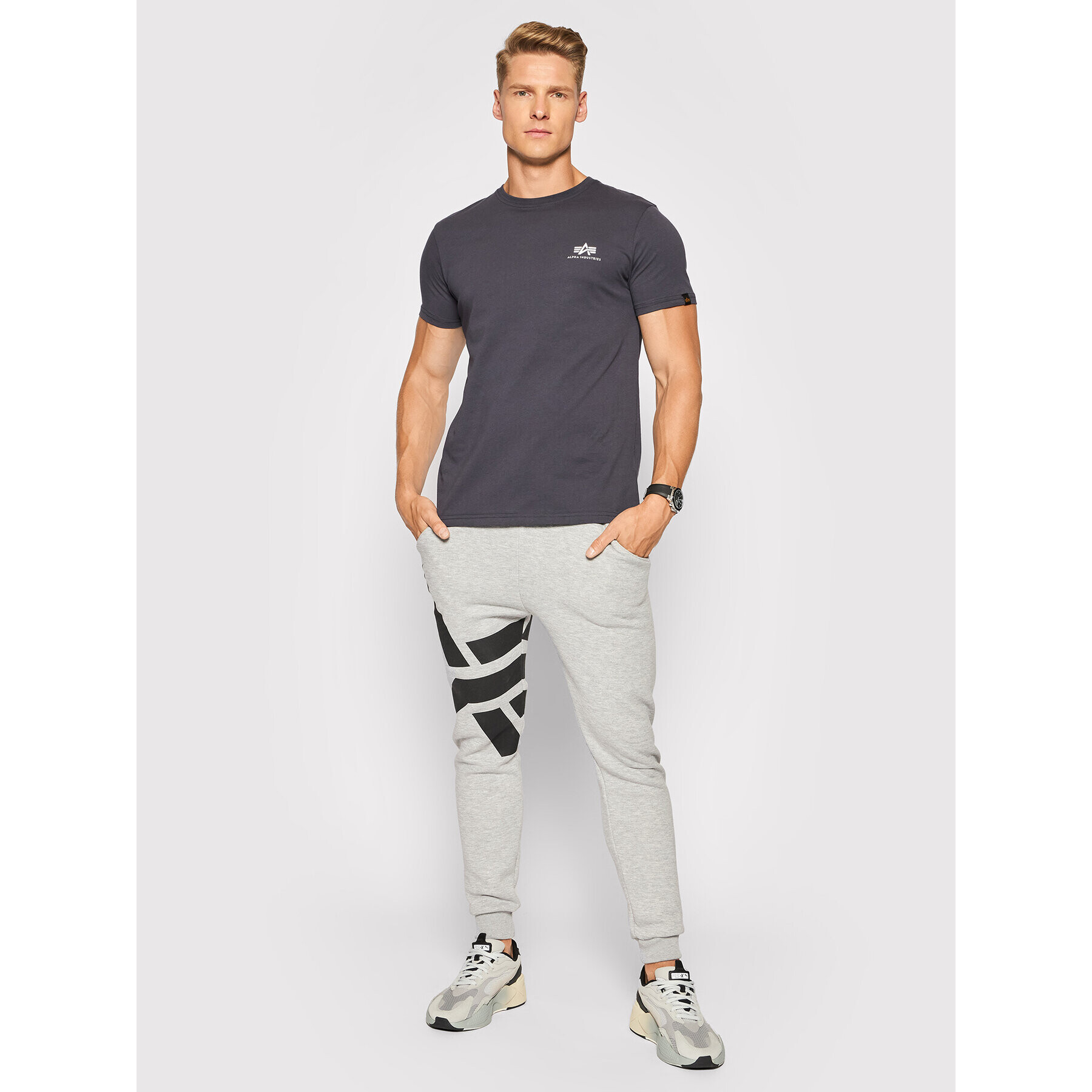 Alpha Industries Majica Basic T Small Logo 188505 Siva Regular Fit - Pepit.si