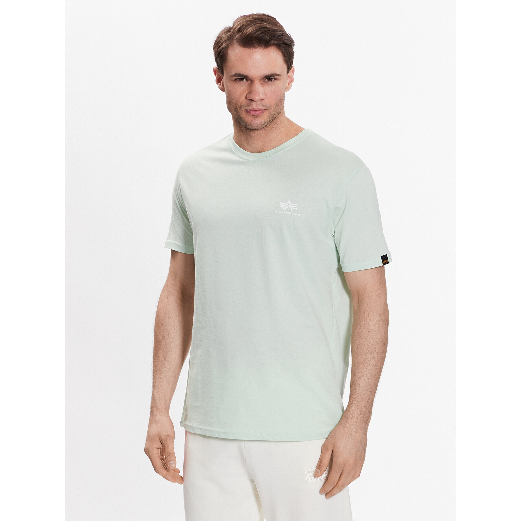 Alpha Industries Majica Basic T Small Logo 188505 Zelena Regular Fit - Pepit.si