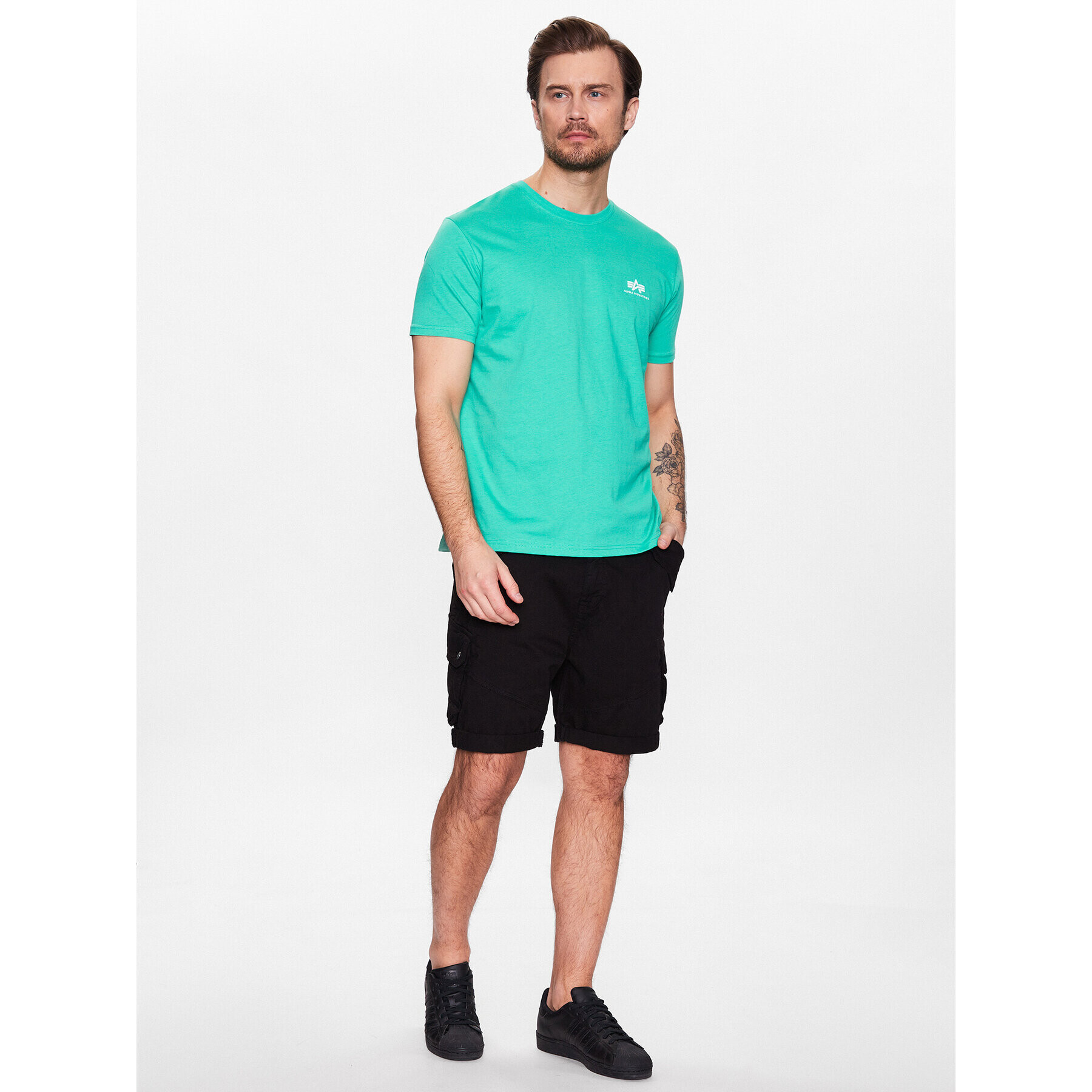 Alpha Industries Majica Basic T Small Logo 188505 Zelena Regular Fit - Pepit.si