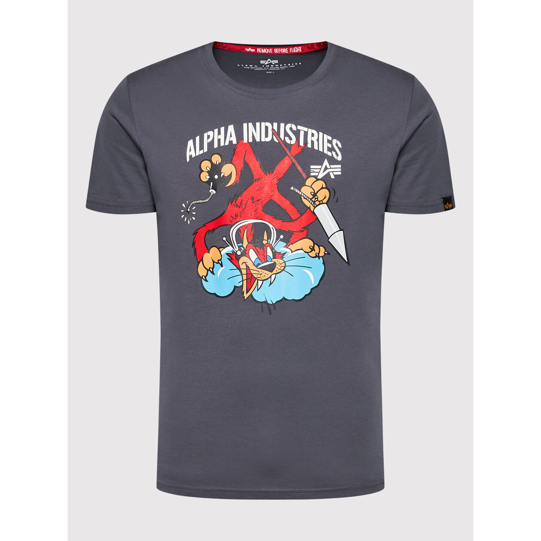 Alpha Industries Majica Fighter Squadron 108502 Siva Regular Fit - Pepit.si