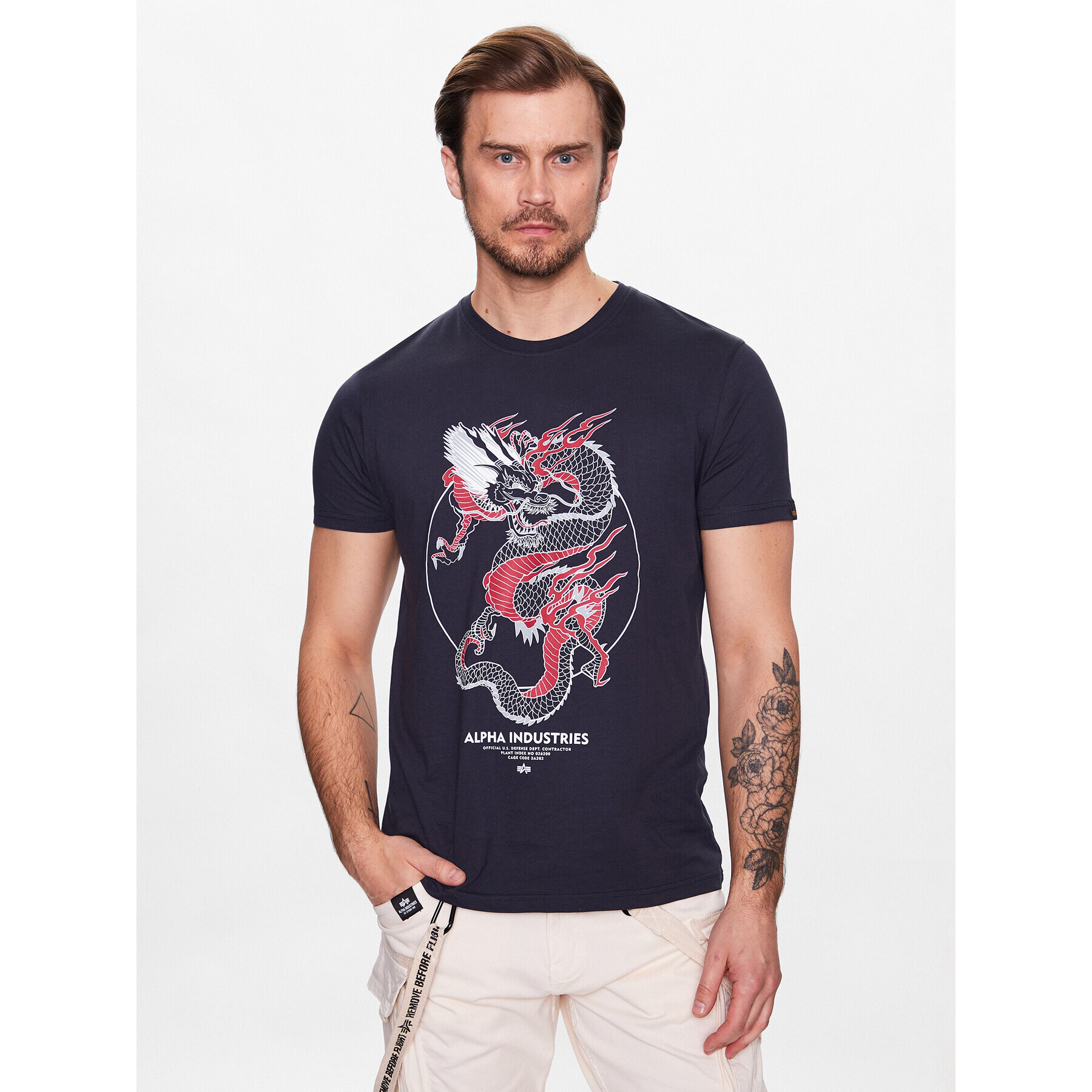 Alpha Industries Majica Heratage Dragon T Modra Regular Fit - Pepit.si