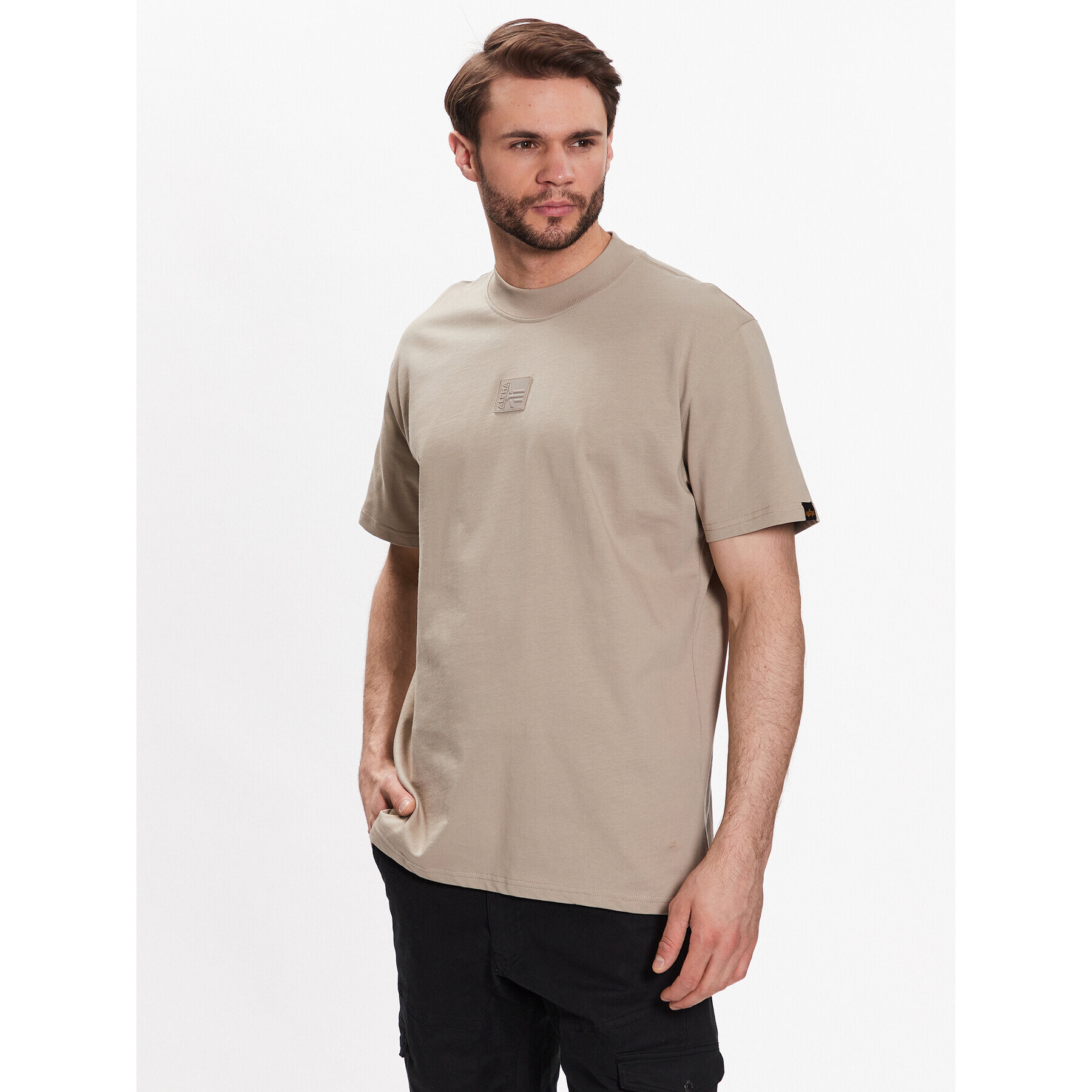 Alpha Industries Majica Label T HC 136511 Bež Regular Fit - Pepit.si