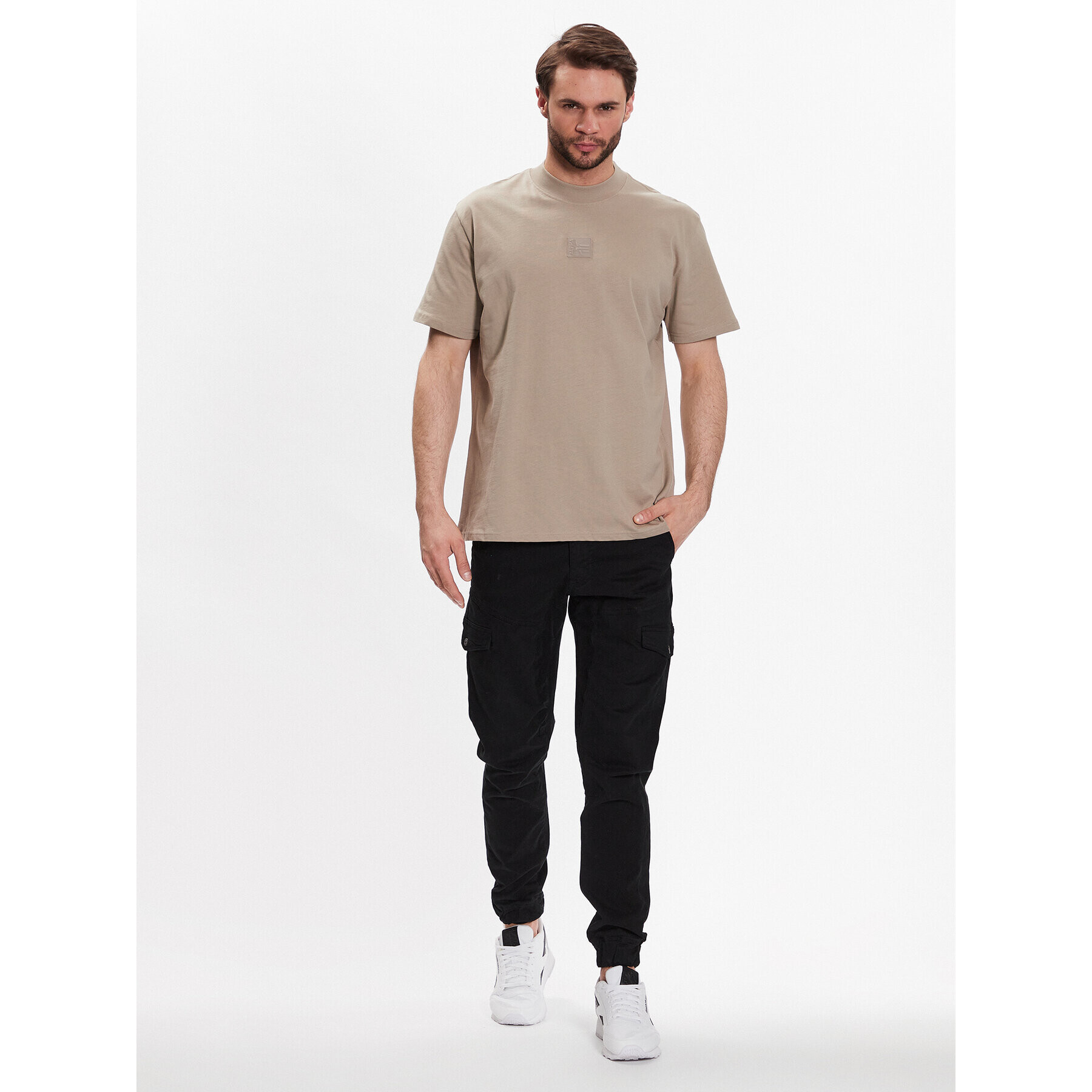 Alpha Industries Majica Label T HC 136511 Bež Regular Fit - Pepit.si