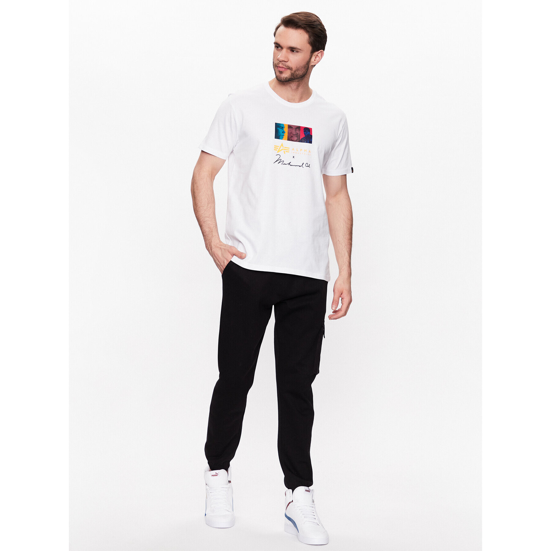 Alpha Industries Majica Muhammad Ali Pop Art 136518 Bela Regular Fit - Pepit.si