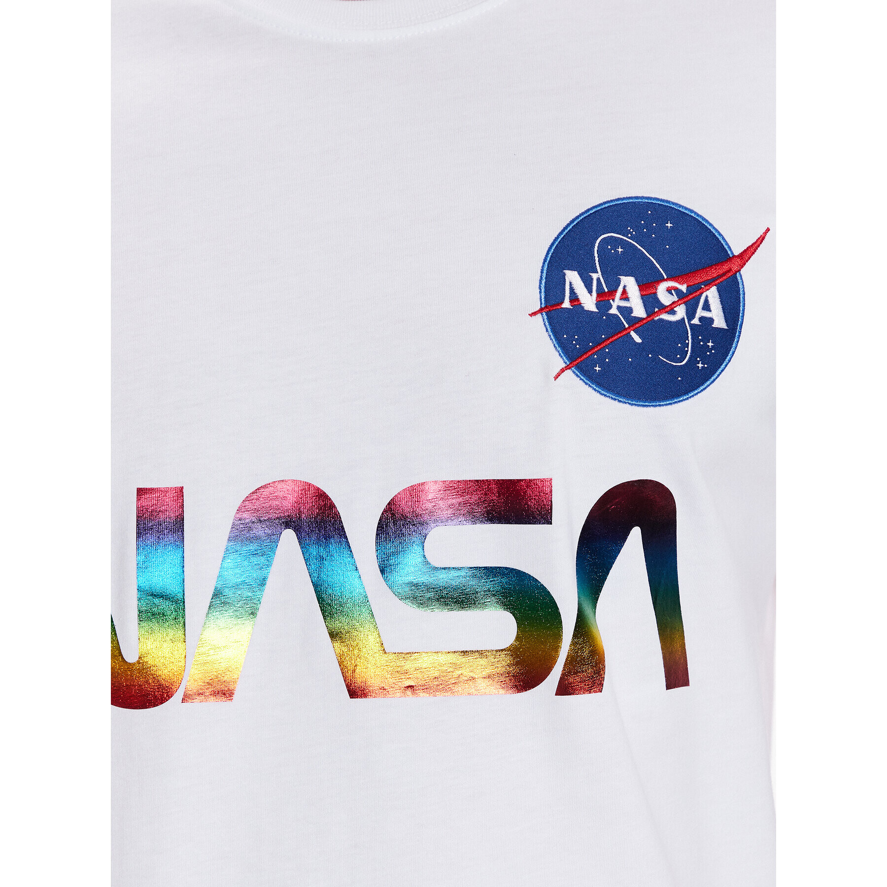 Alpha Industries Majica NASA Refl. T Metal 178501M Bela Regular Fit - Pepit.si